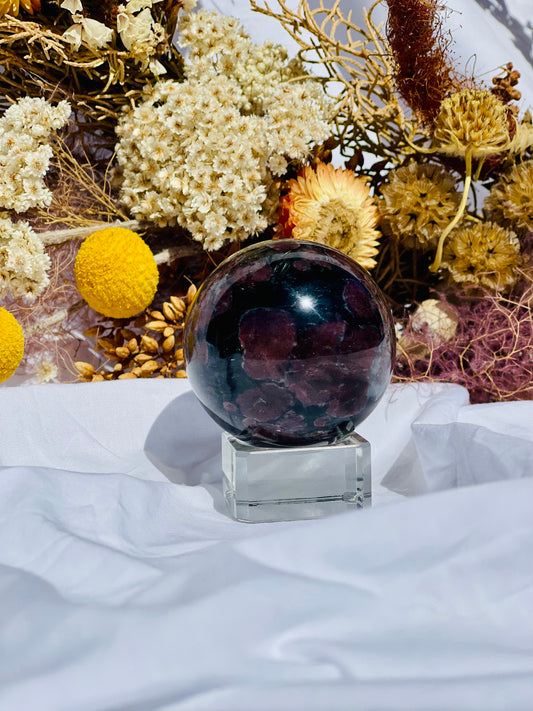 Astrophyllite & Garnet Sphere