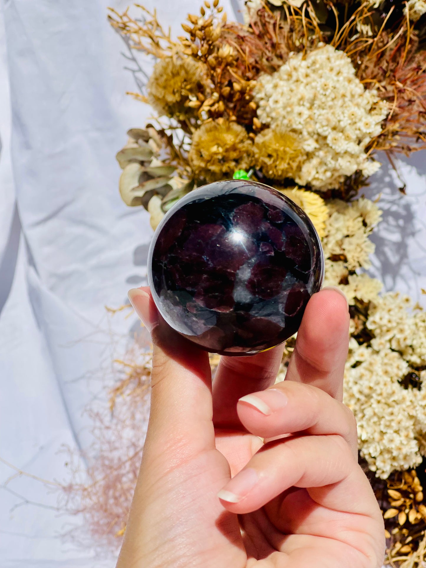 Astrophyllite & Garnet Sphere