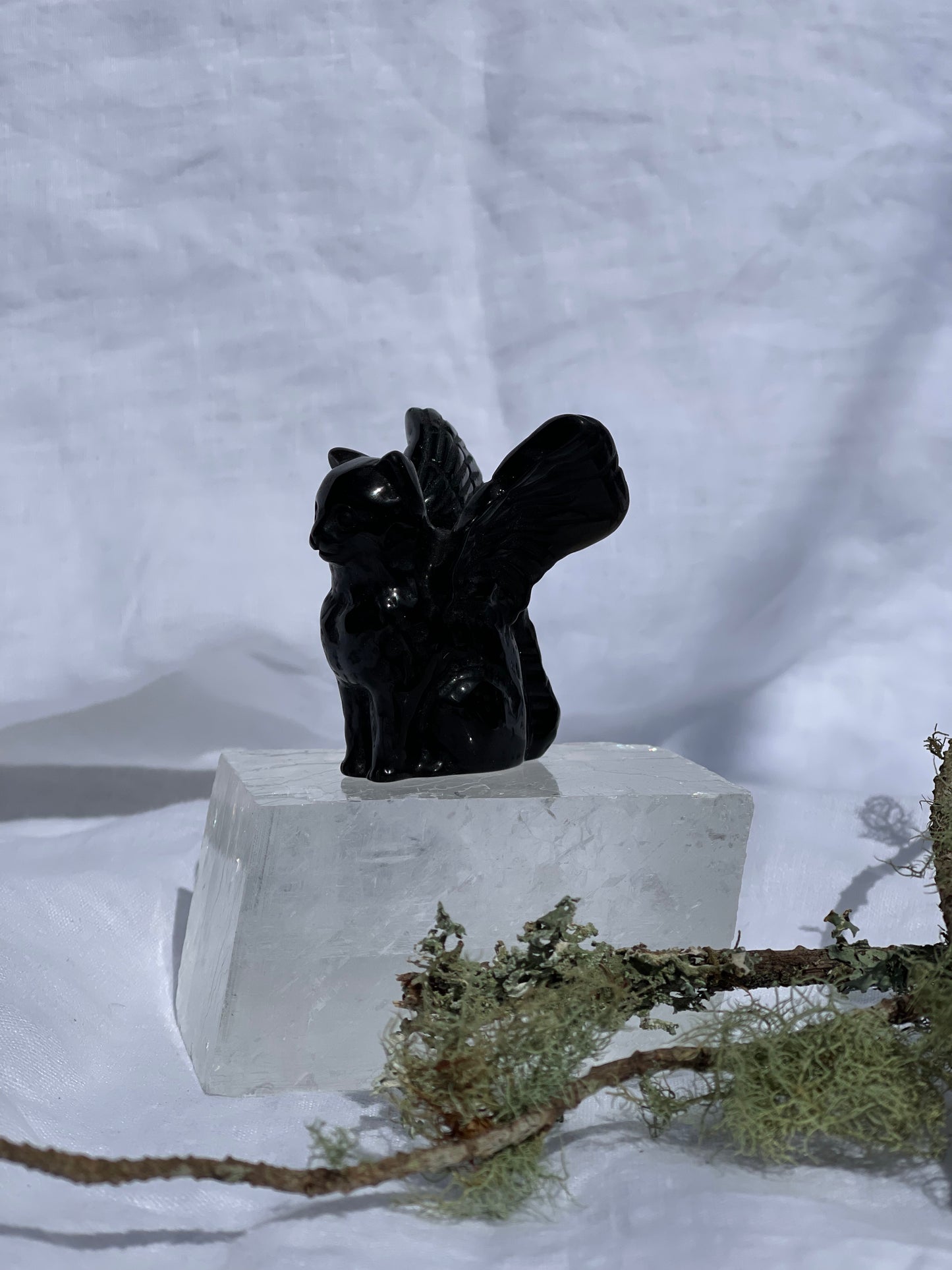 Black Obsidian Angel Cat