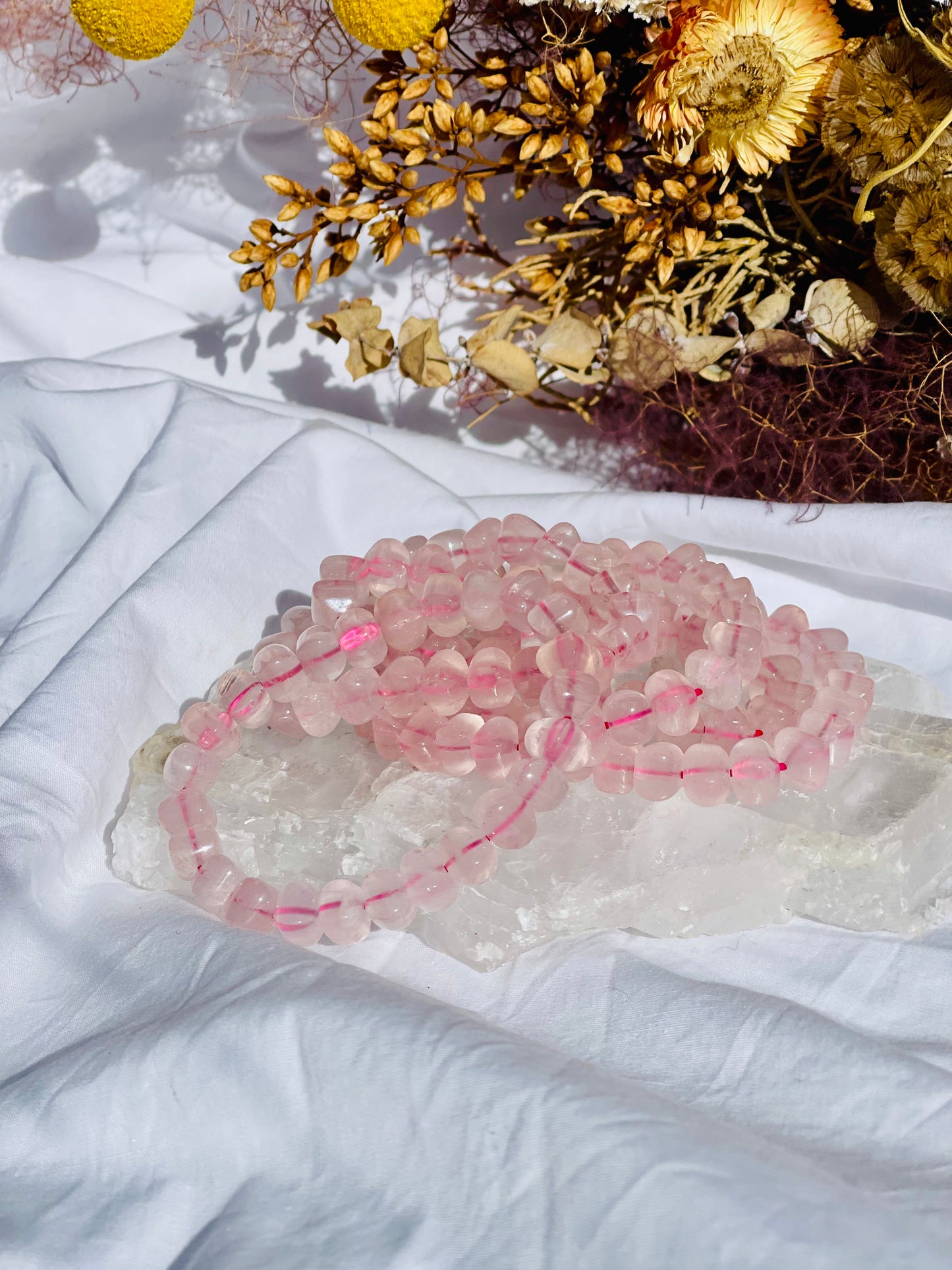 Rose Quartz Bracelet | Cubic Bead
