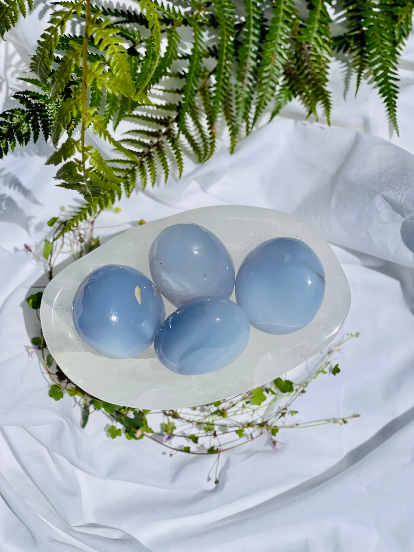 Blue Chalcedony Palmstone