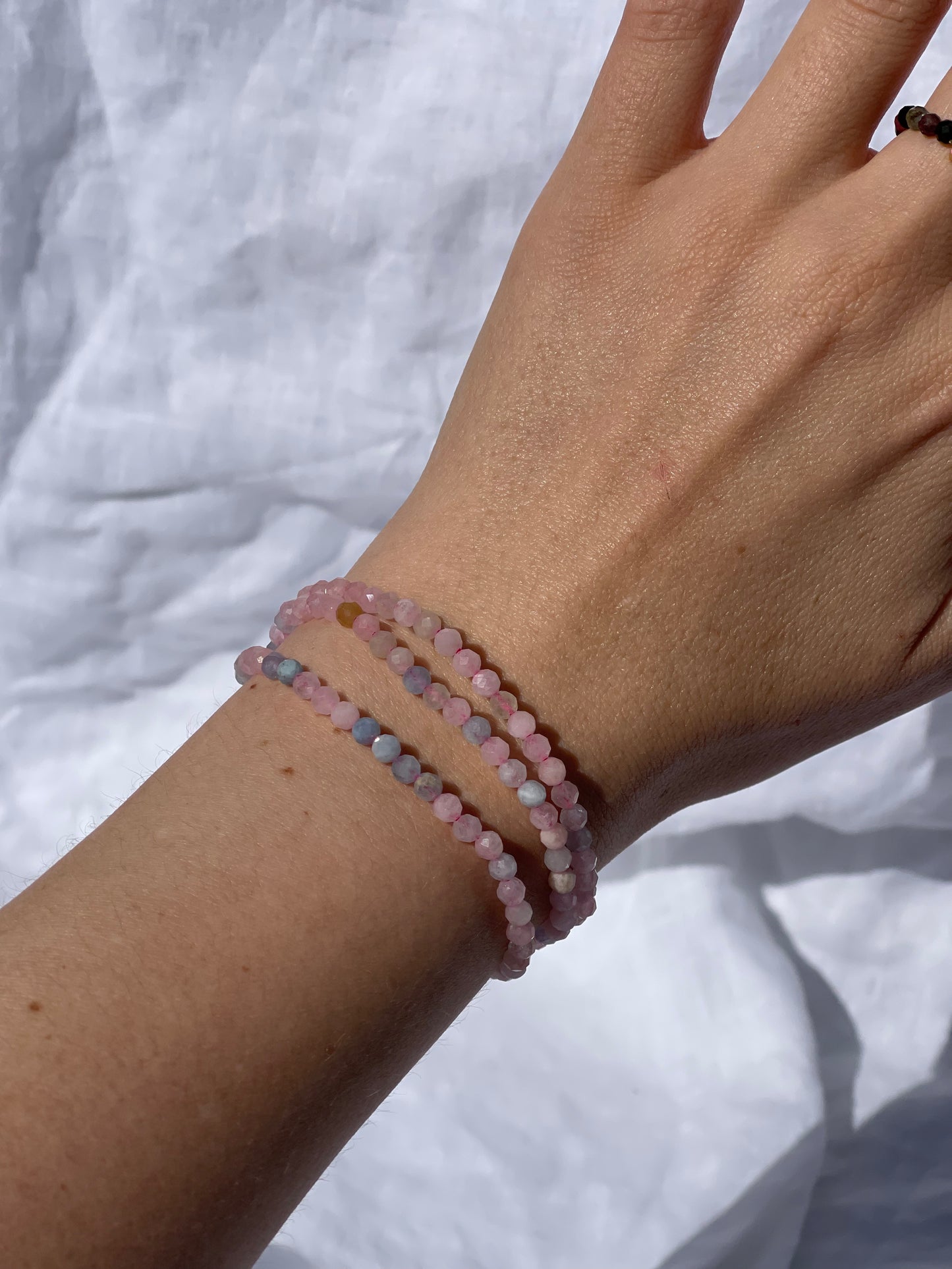 Morganite Faceted Bead Wrap Bracelet