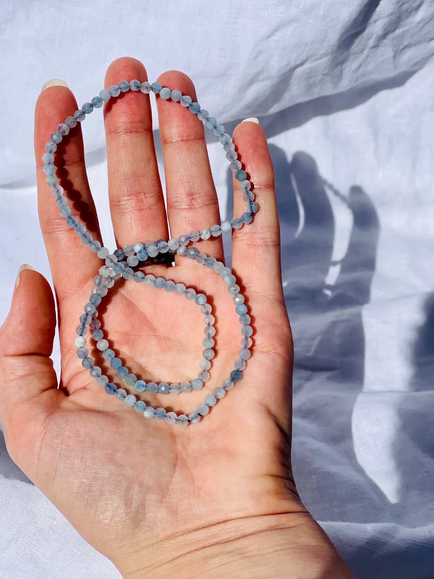 Aquamarine Facet Bead Wrap Bracelet