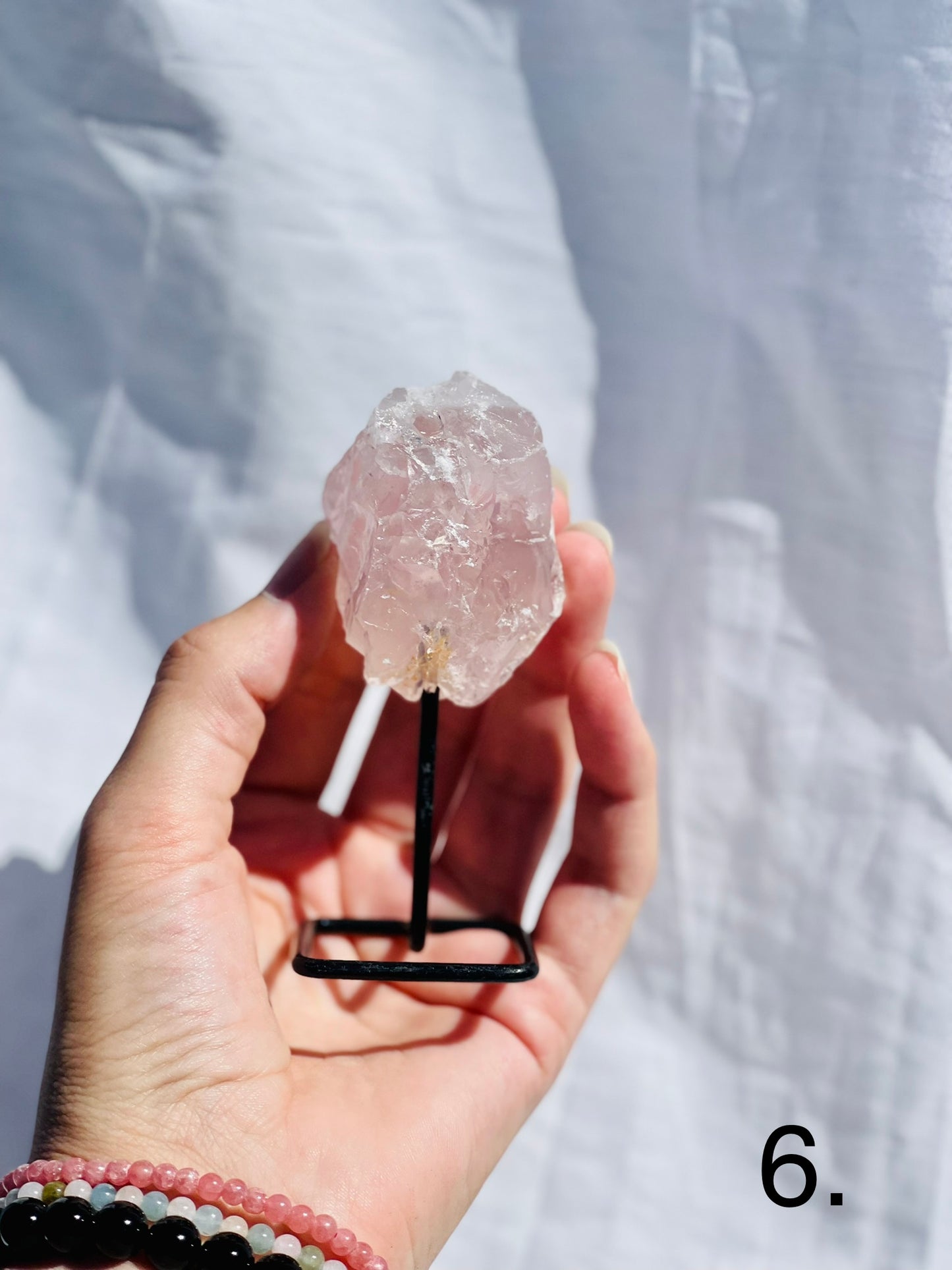 Rose Quartz Raw on Stand
