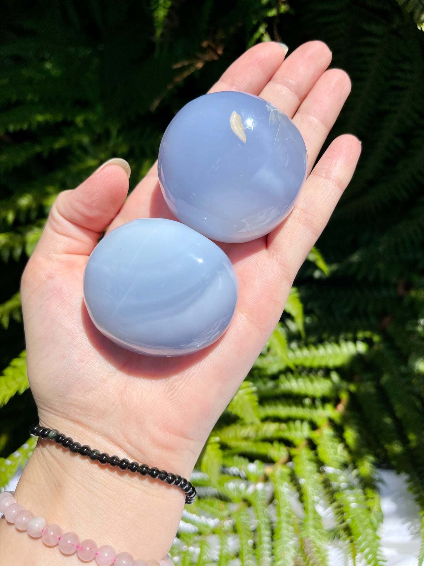 Blue Chalcedony Palmstone