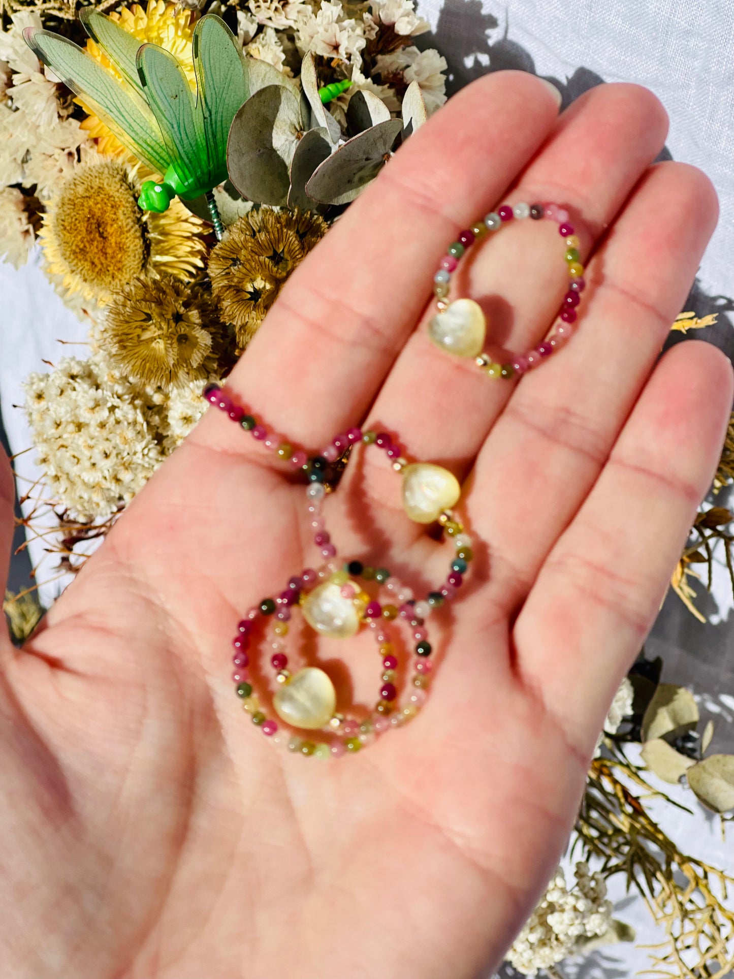 Watermelon Tourmaline With yellow Mica Ring