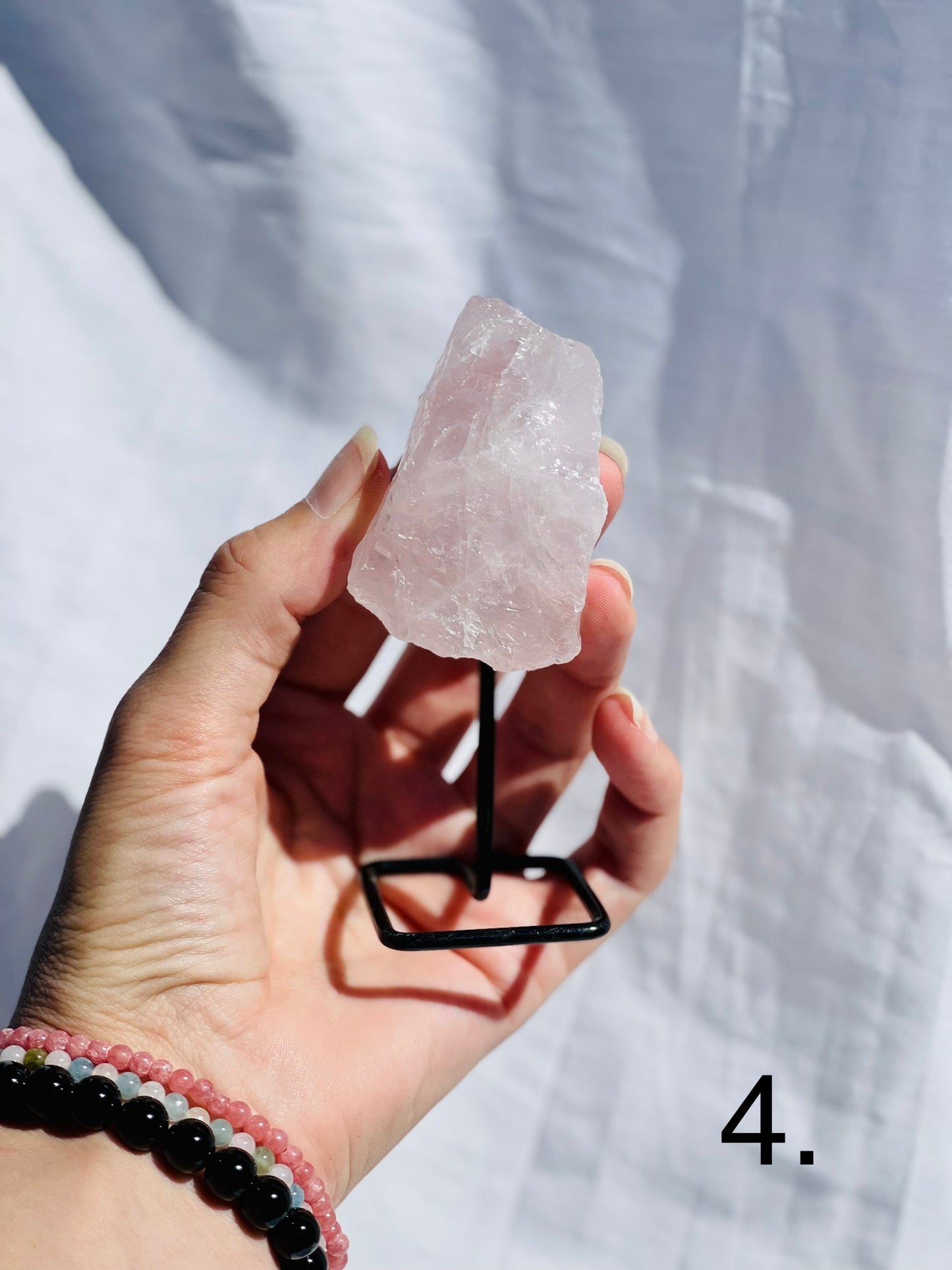 Rose Quartz Raw on Stand