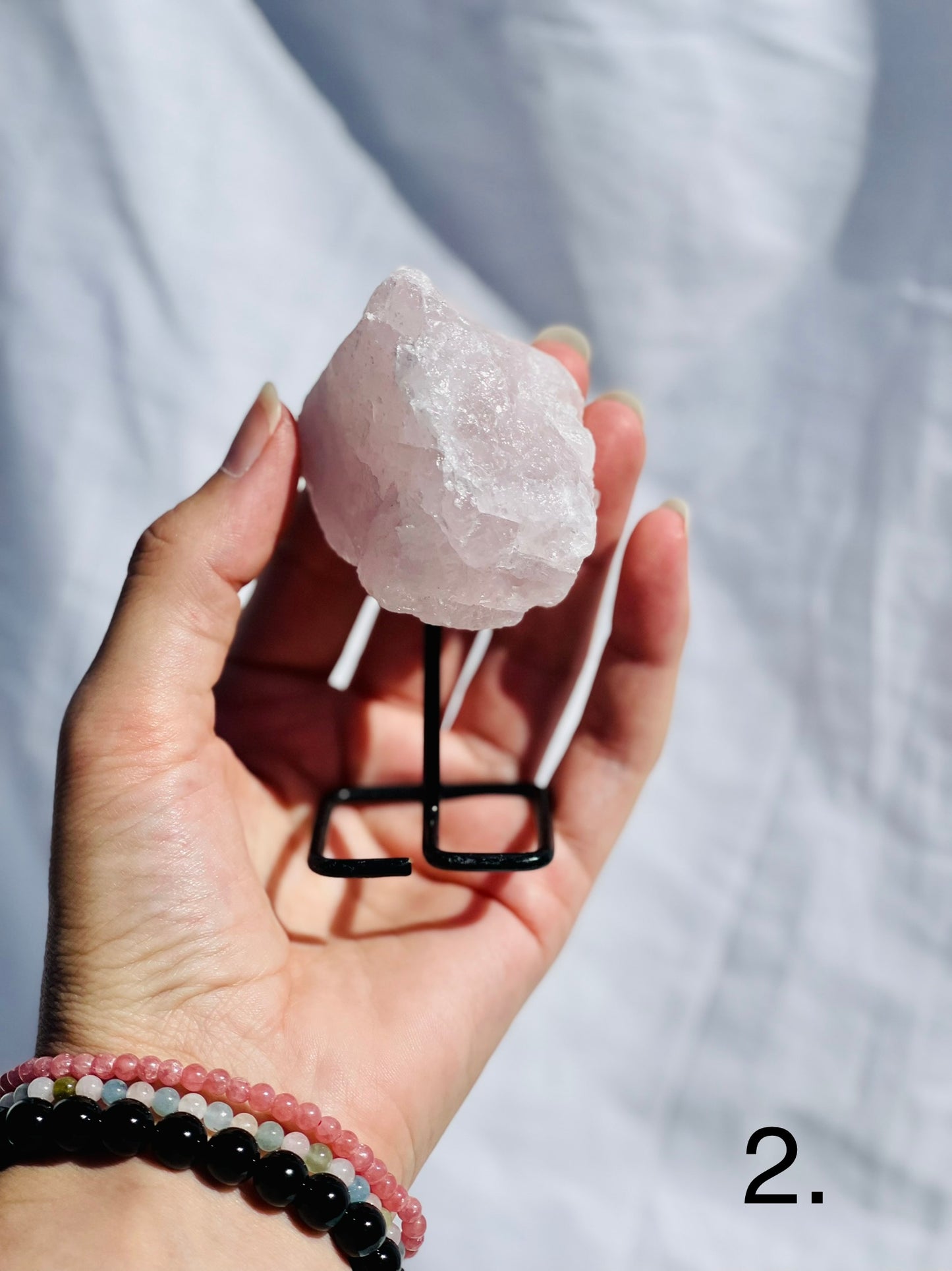 Rose Quartz Raw on Stand