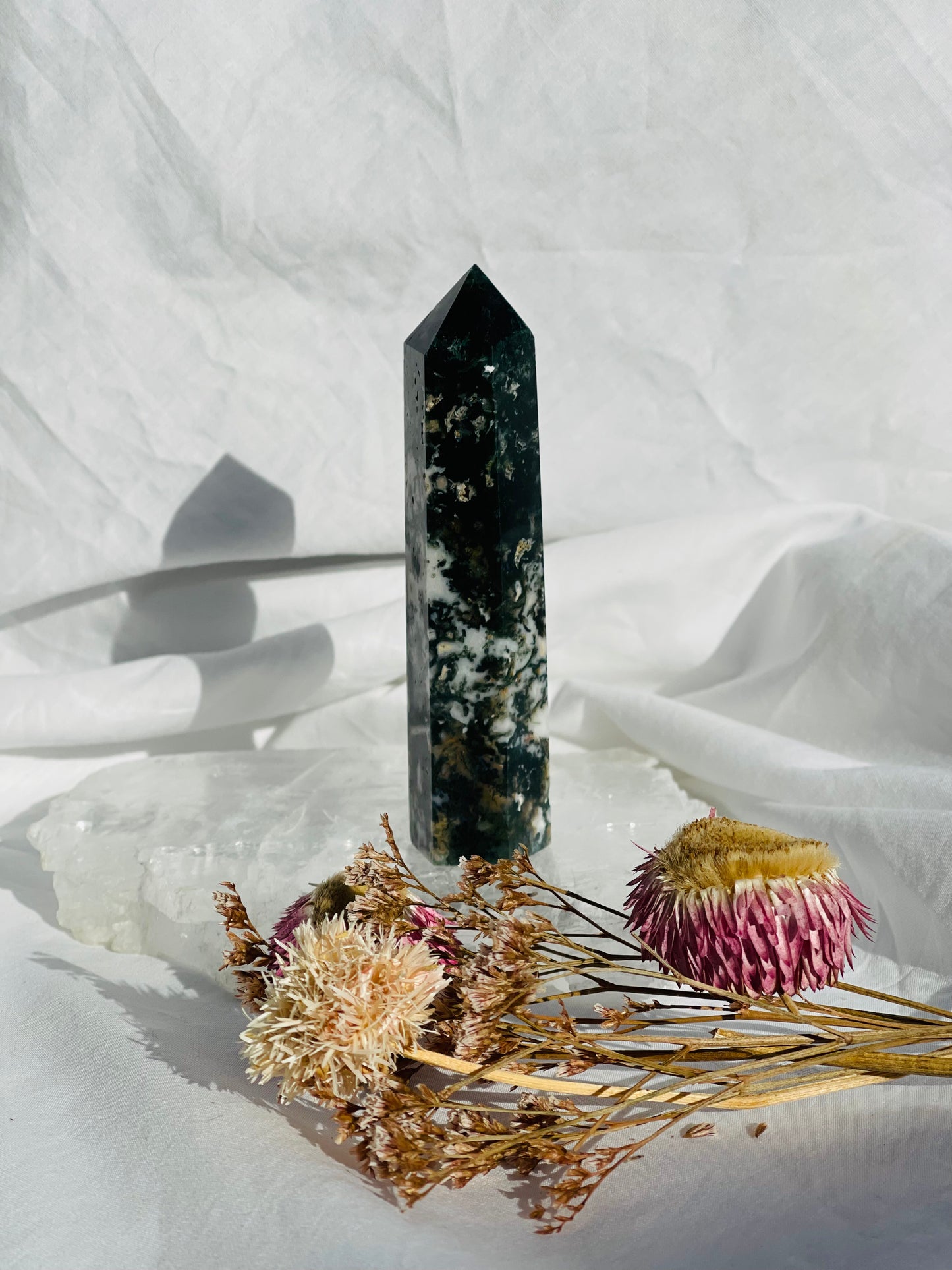 Green Moss Agate Point