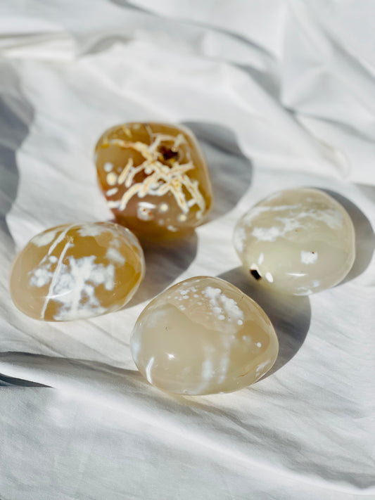 Pale Orca Agate Palm Stones