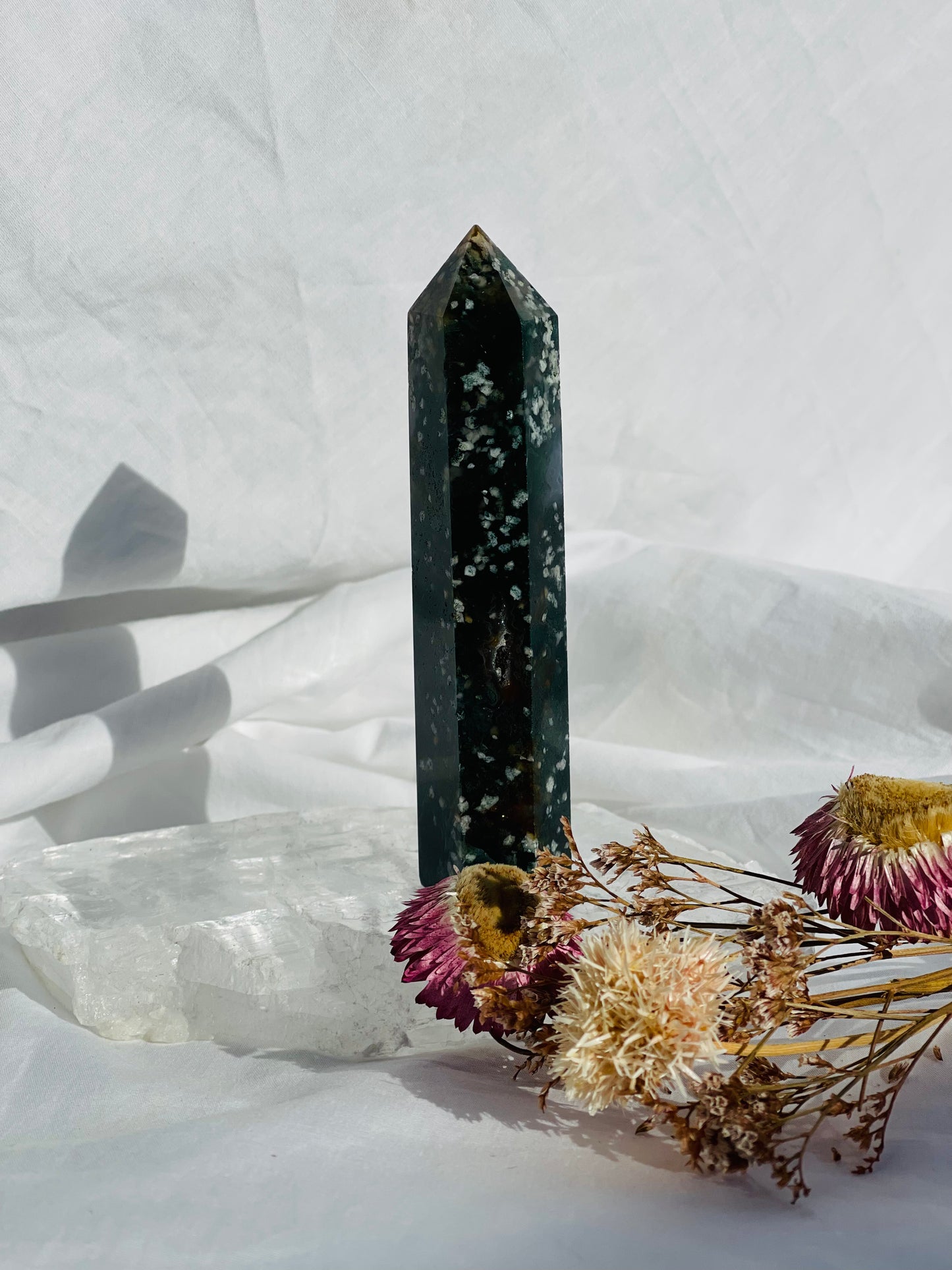 Green Moss Agate Point