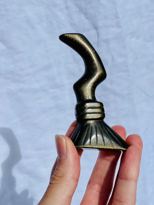 Golden Sheen Obsidian Witch Broom