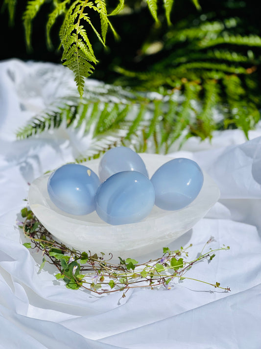 Blue Chalcedony Palmstone