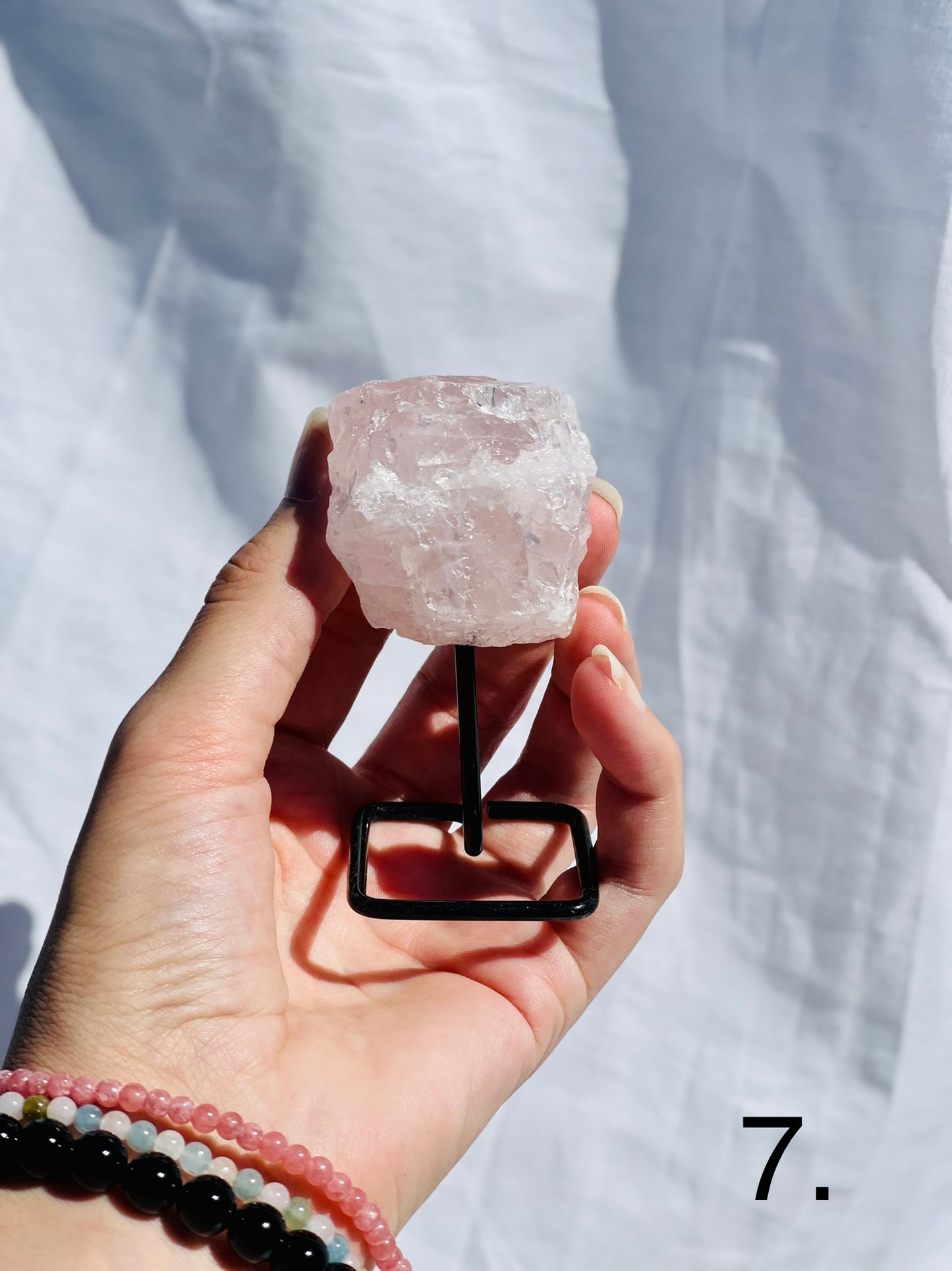 Rose Quartz Raw on Stand