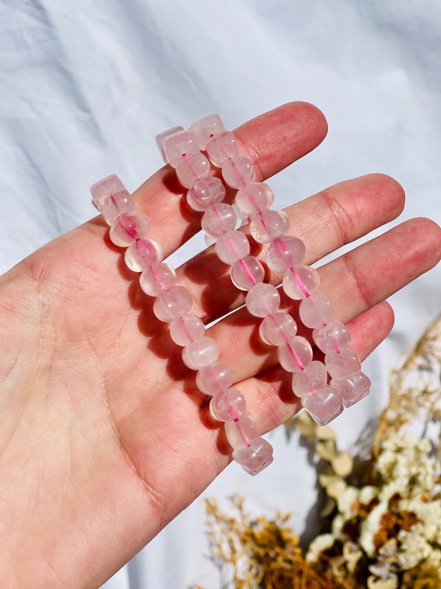 Rose Quartz Bracelet | Cubic Bead