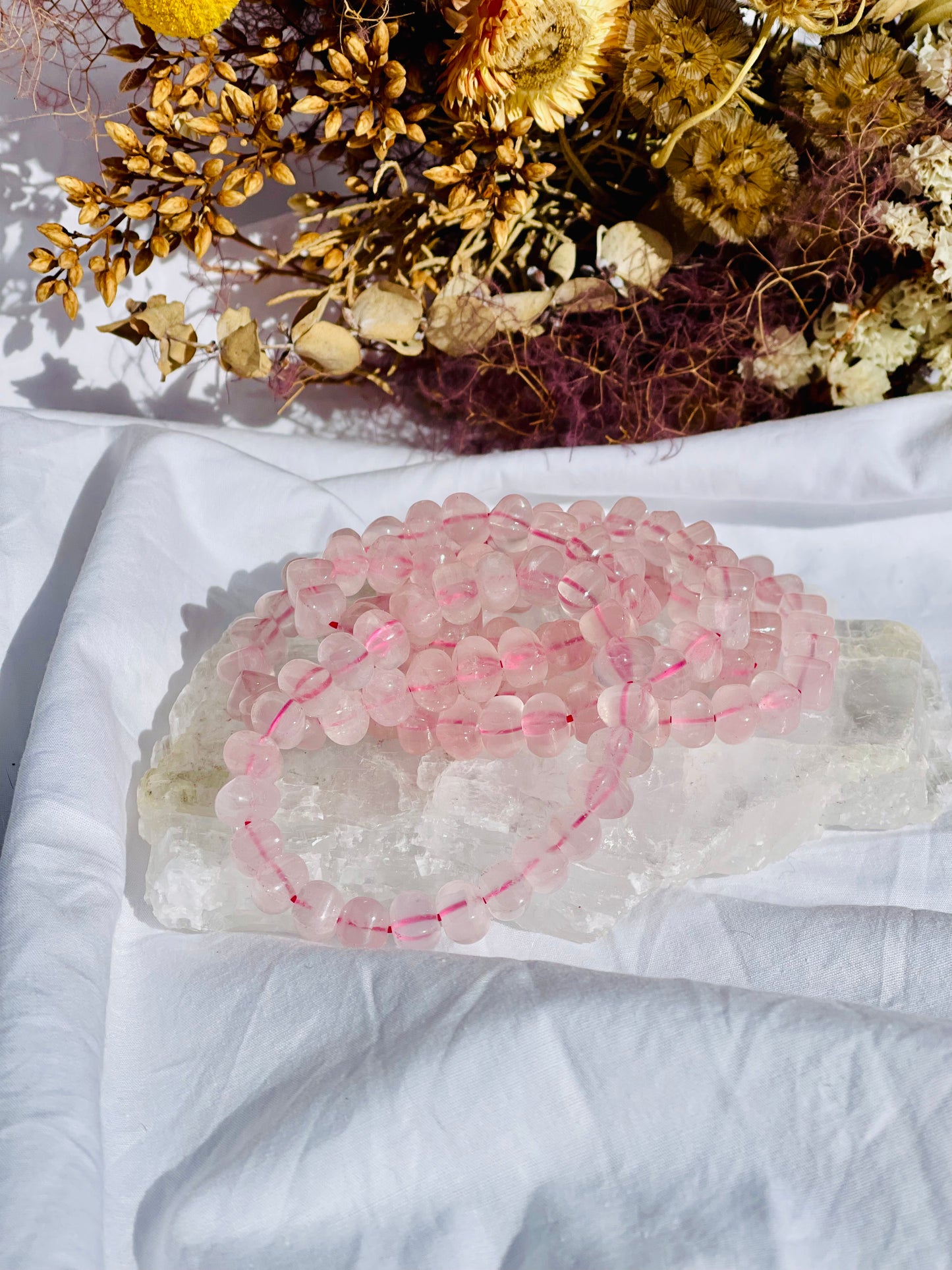 Rose Quartz Bracelet | Cubic Bead