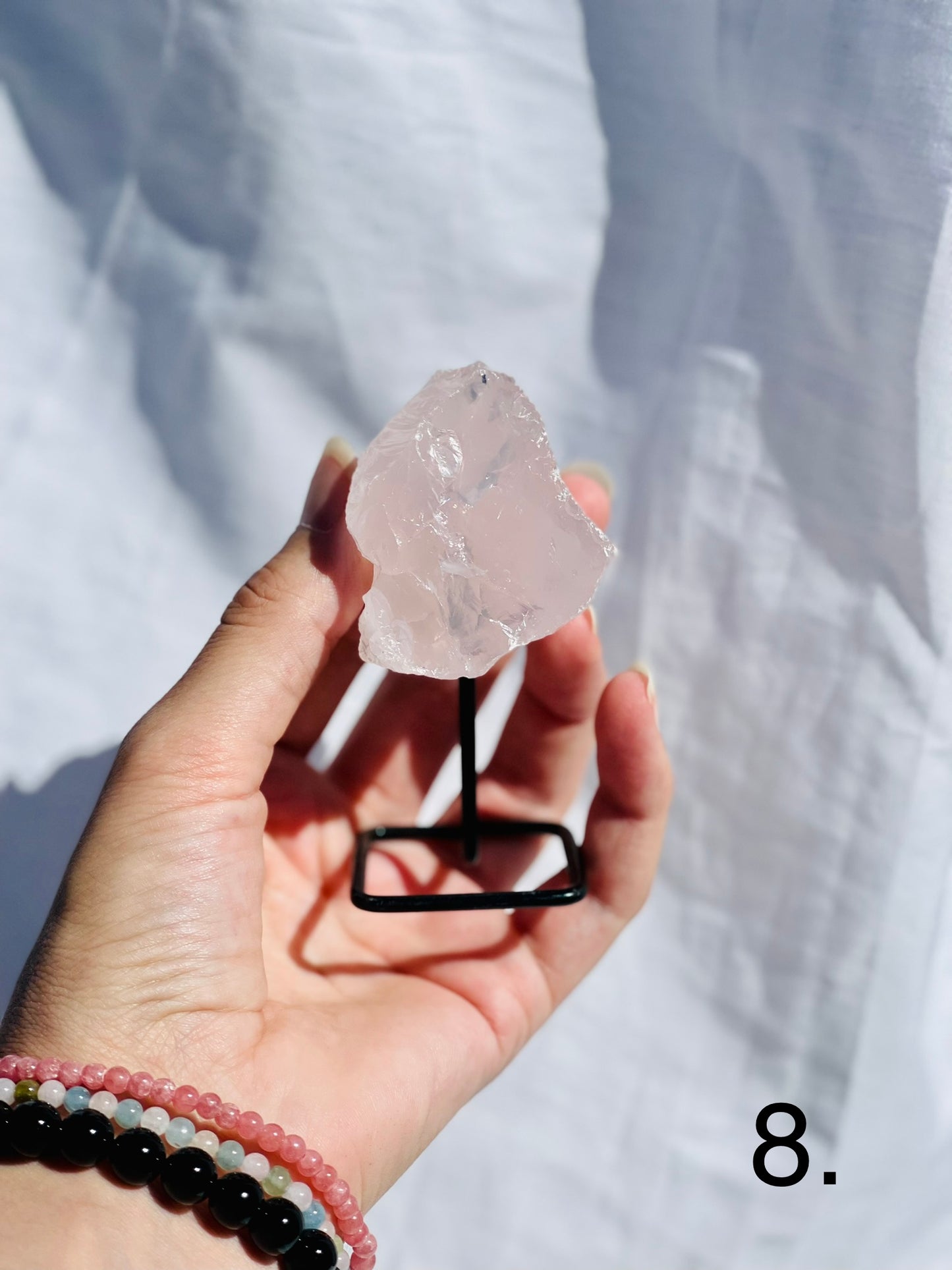 Rose Quartz Raw on Stand
