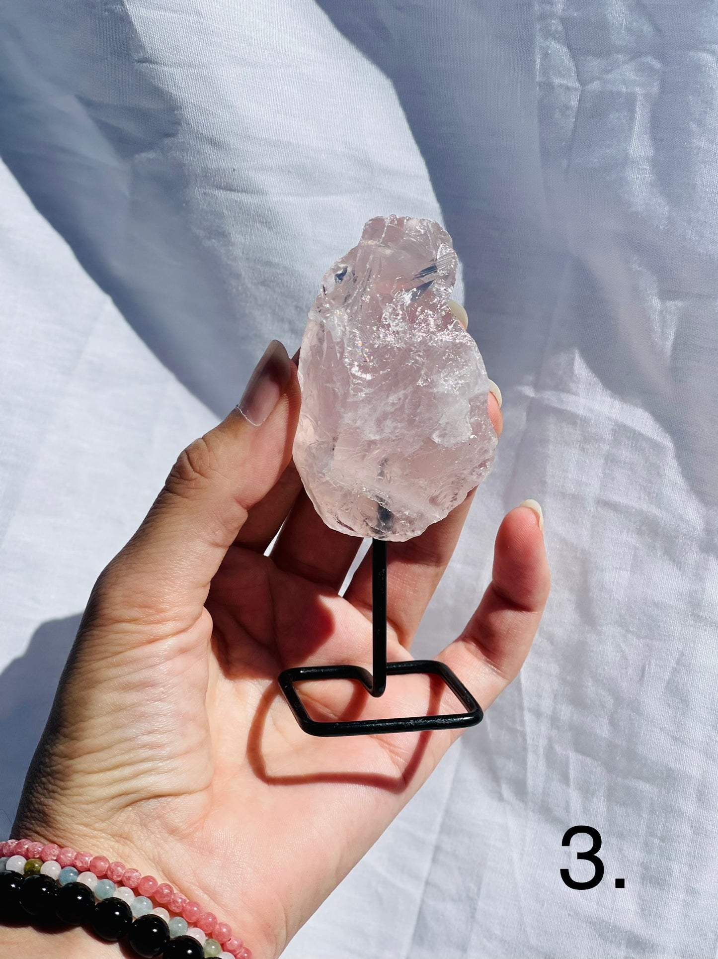 Rose Quartz Raw on Stand