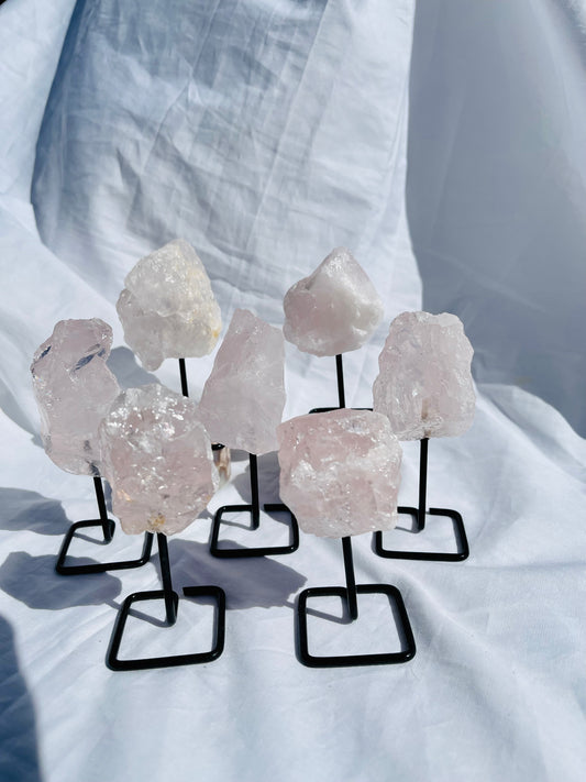 Rose Quartz Raw on Stand