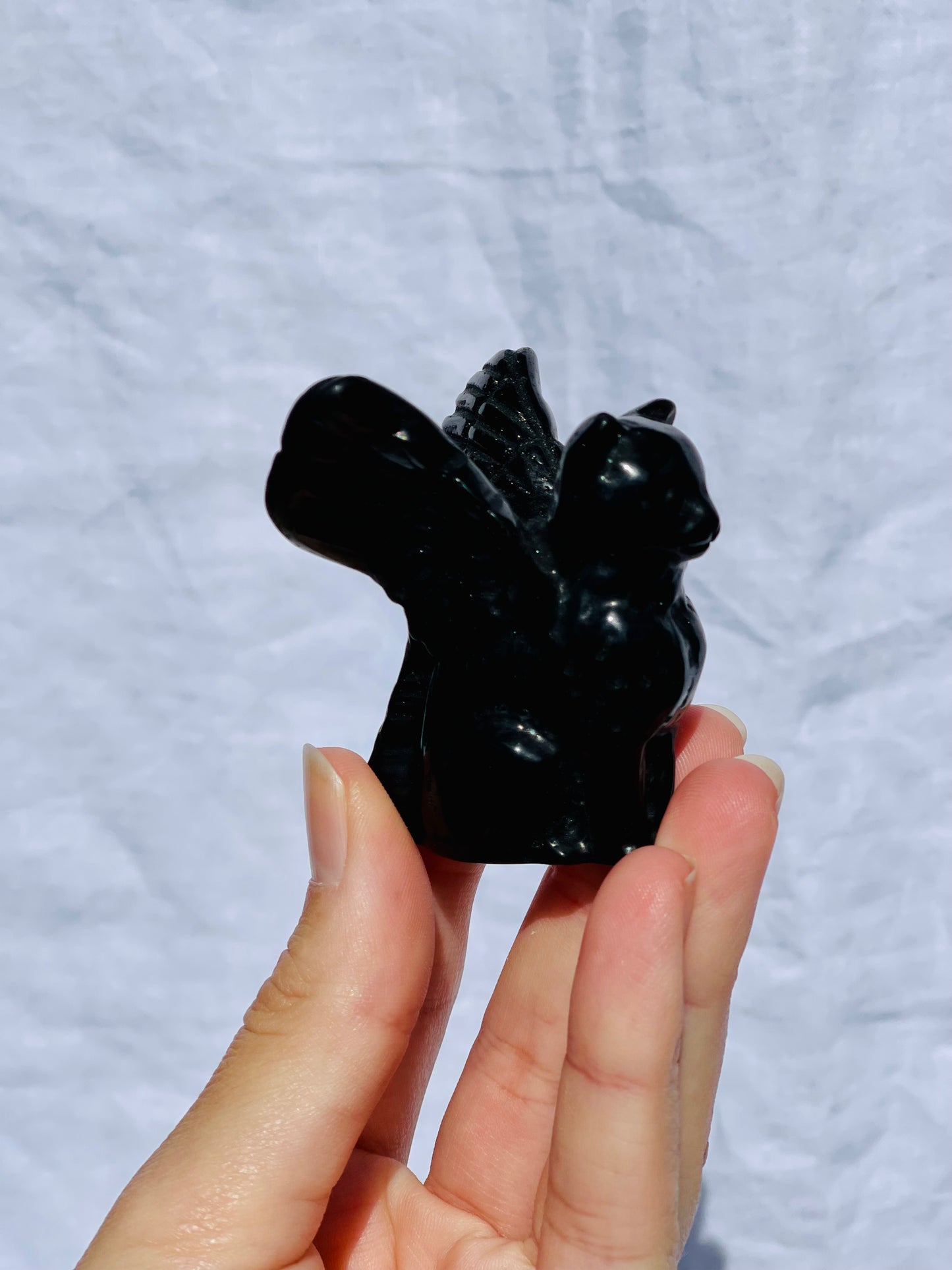 Black Obsidian Angel Cat