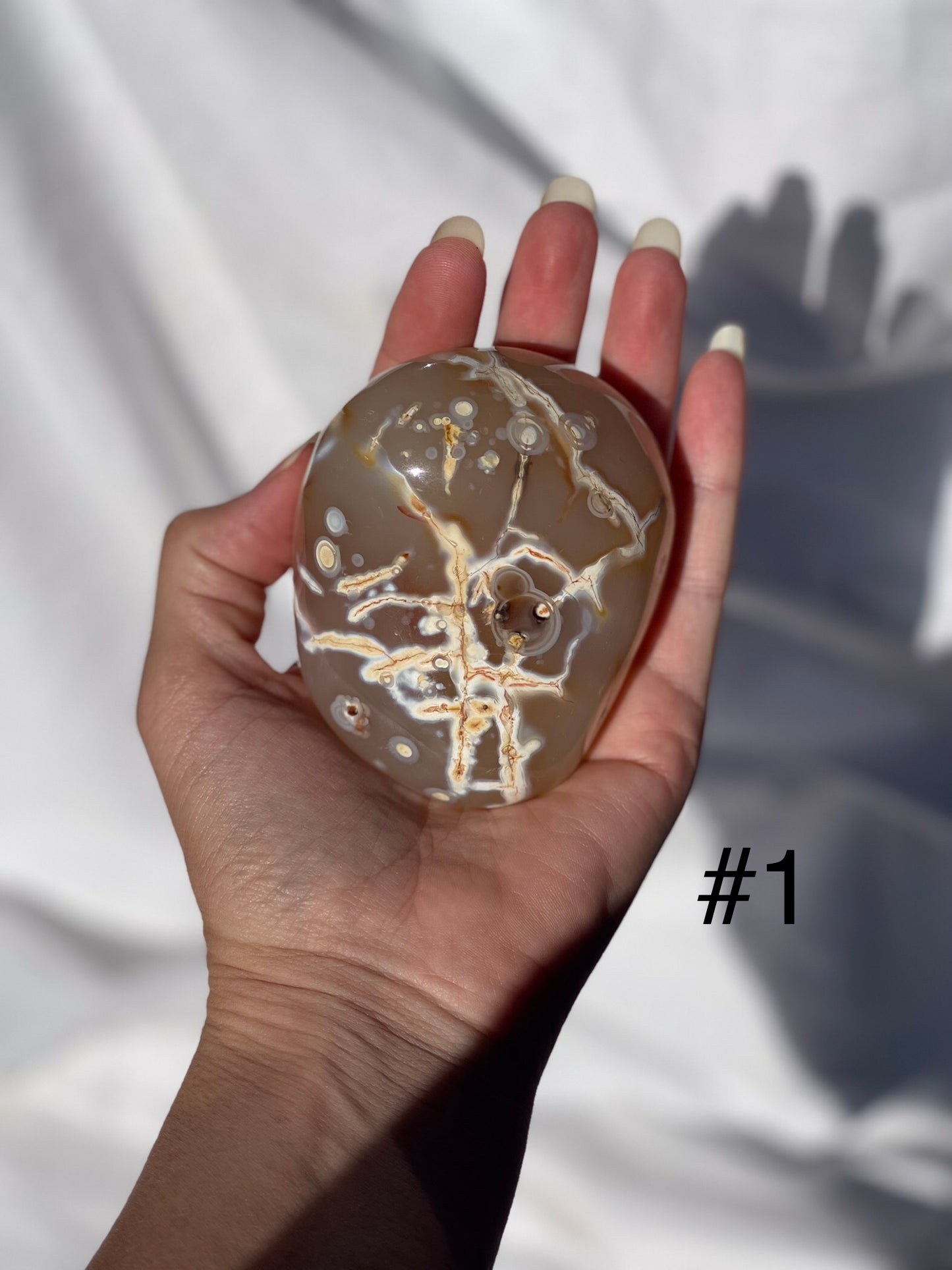 Pale Orca Agate Palm Stones