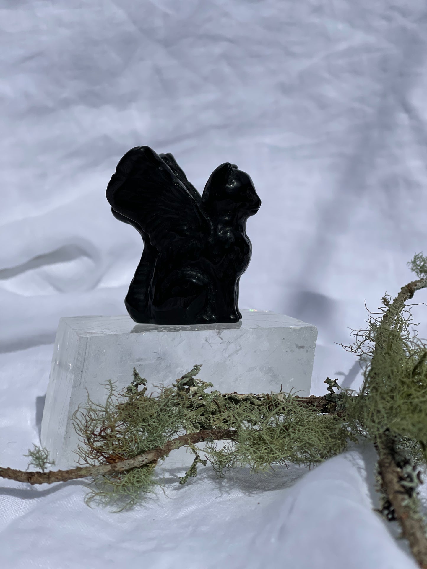 Black Obsidian Angel Cat