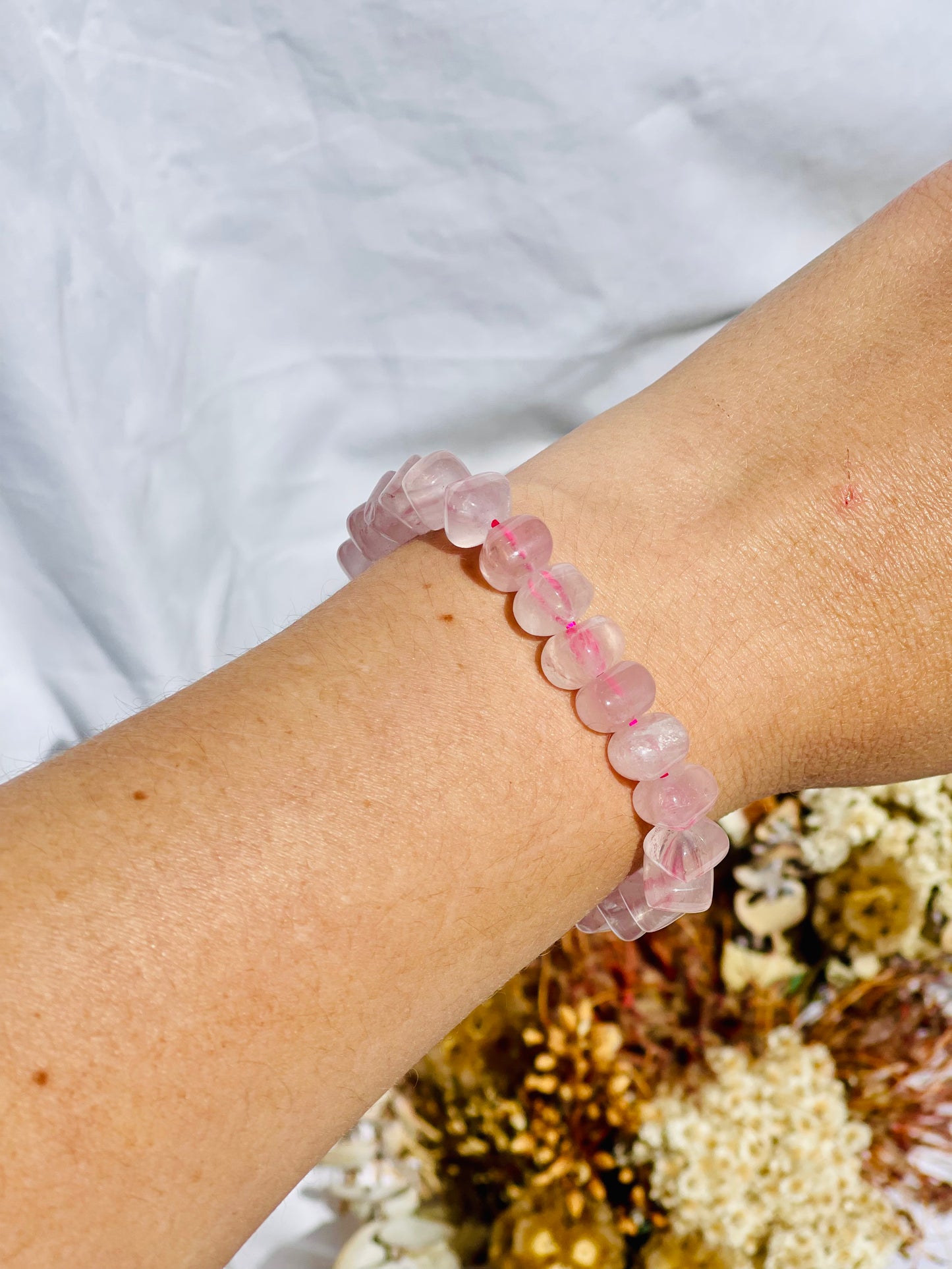 Rose Quartz Bracelet | Cubic Bead
