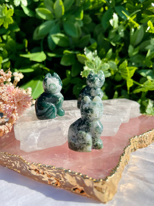 Green Moss Agate Cat
