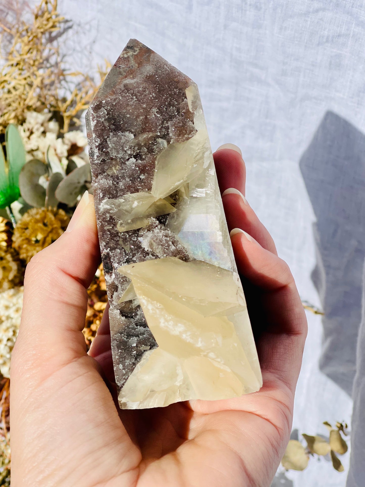 Black Sphalerite With Calcite Inclusion Point C