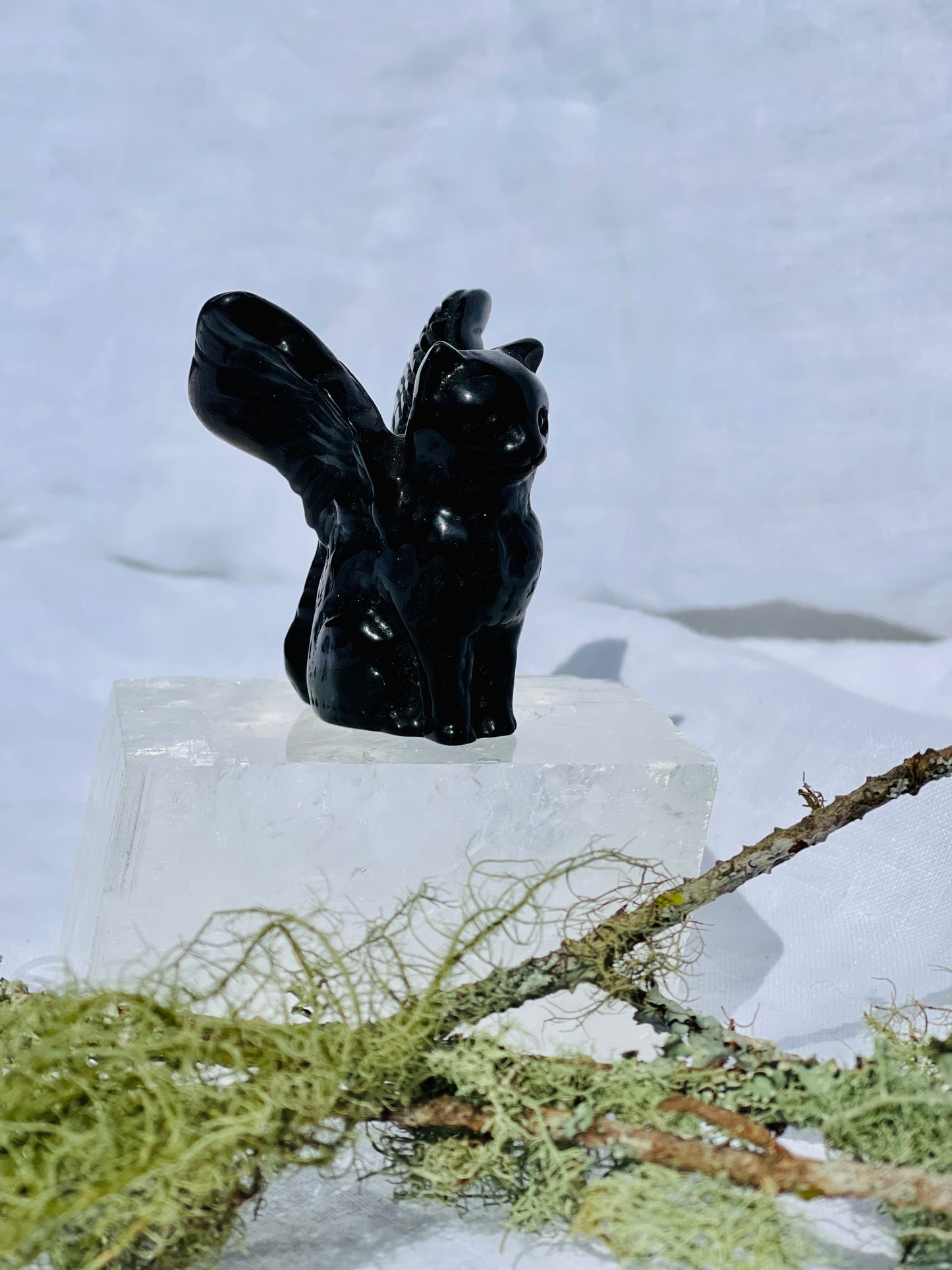 Black Obsidian Angel Cat