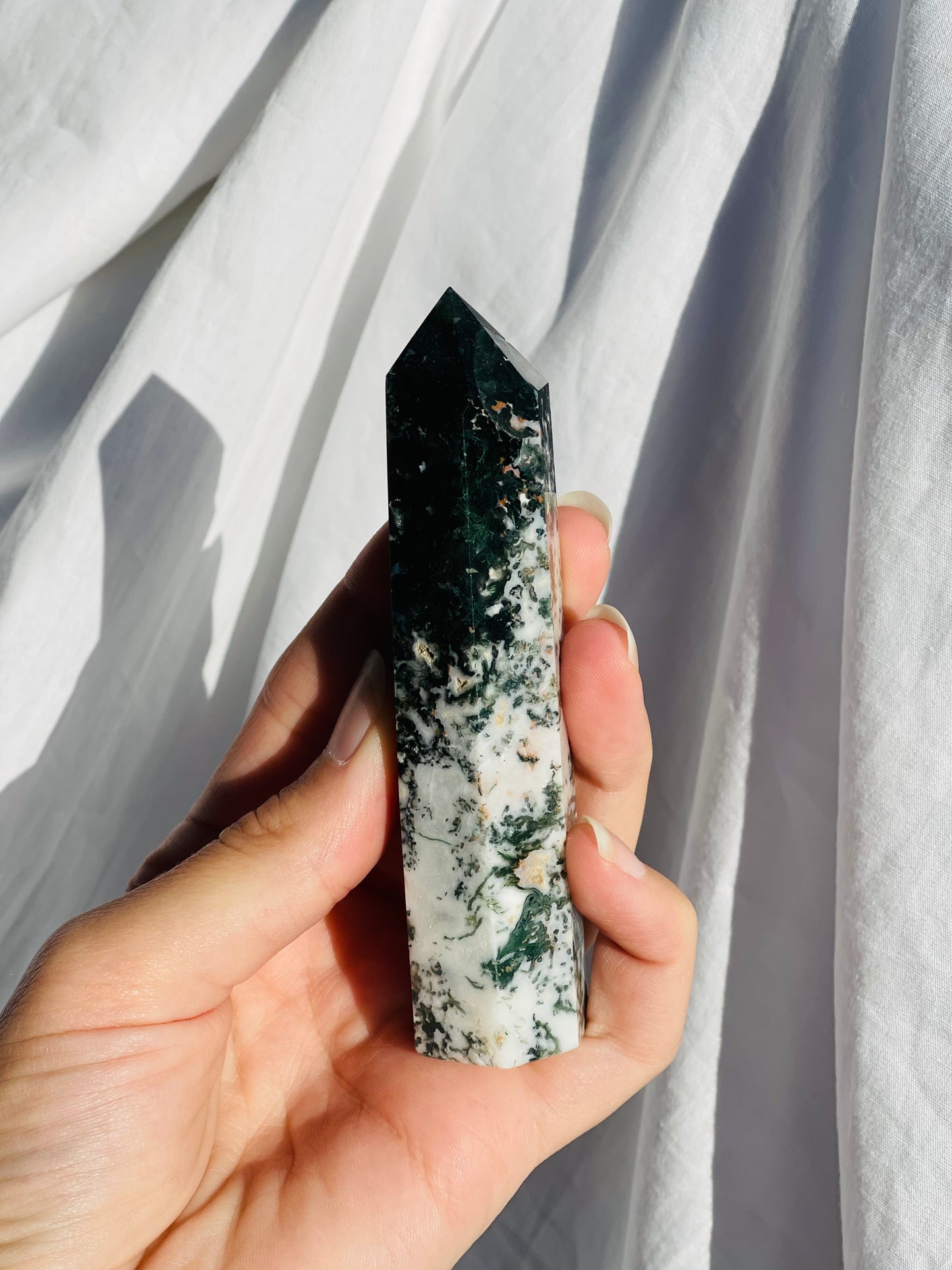 Green Moss Agate Point