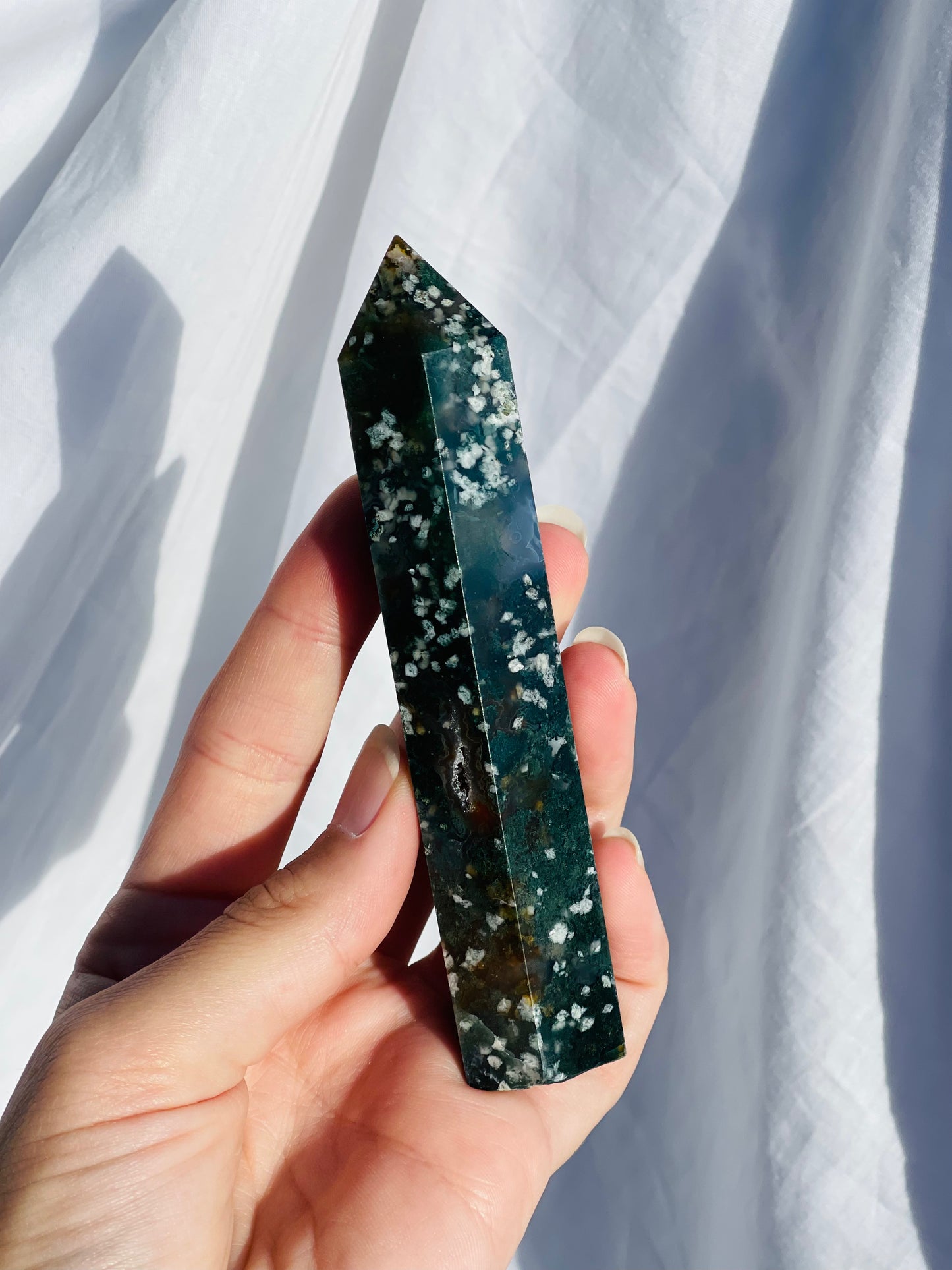 Green Moss Agate Point