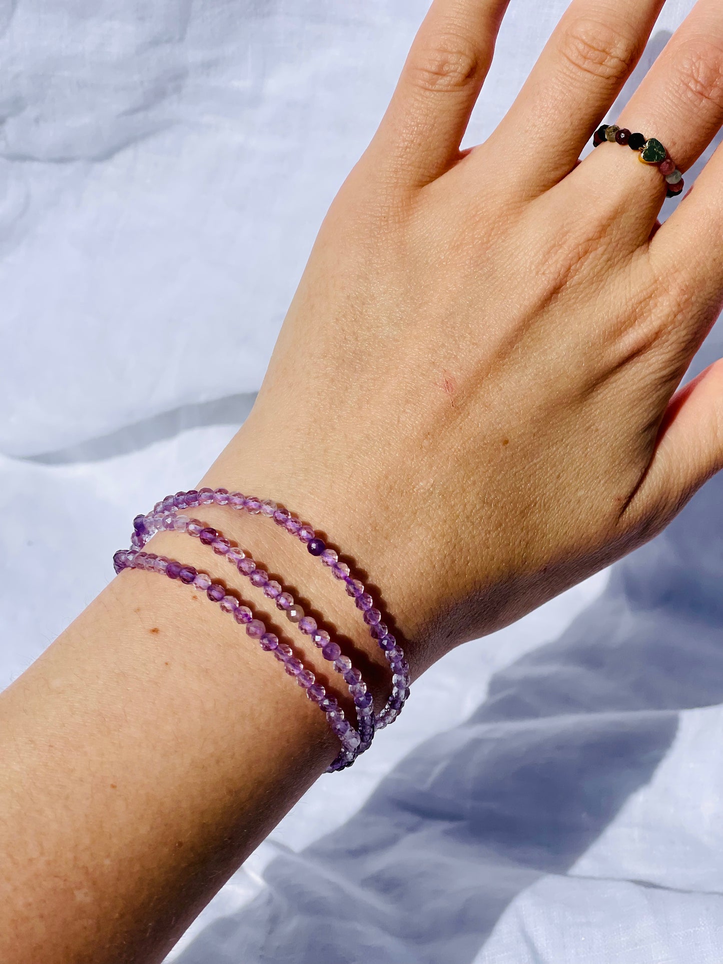 Amethyst Faceted Bead Wrap Bracelet