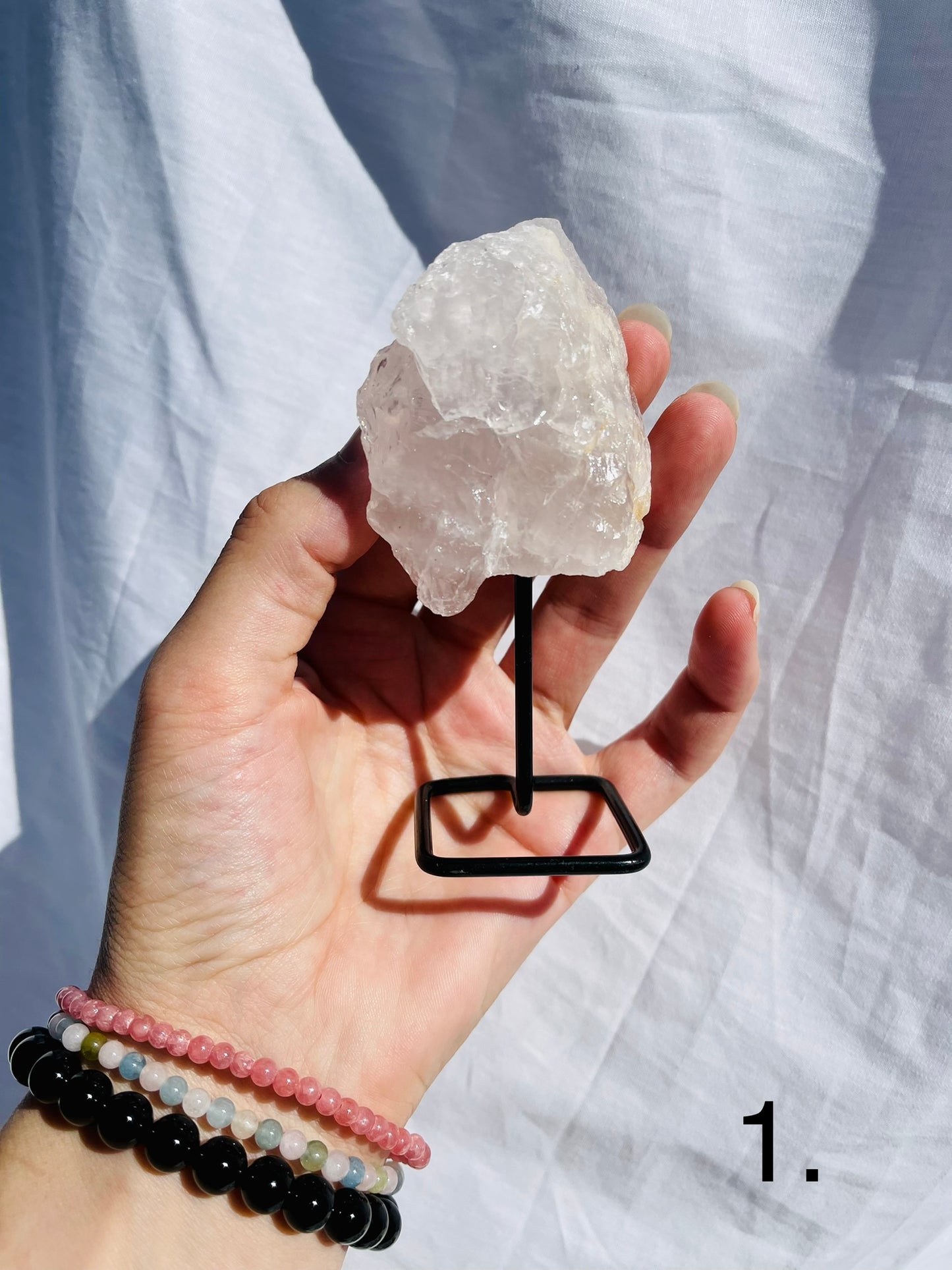 Rose Quartz Raw on Stand