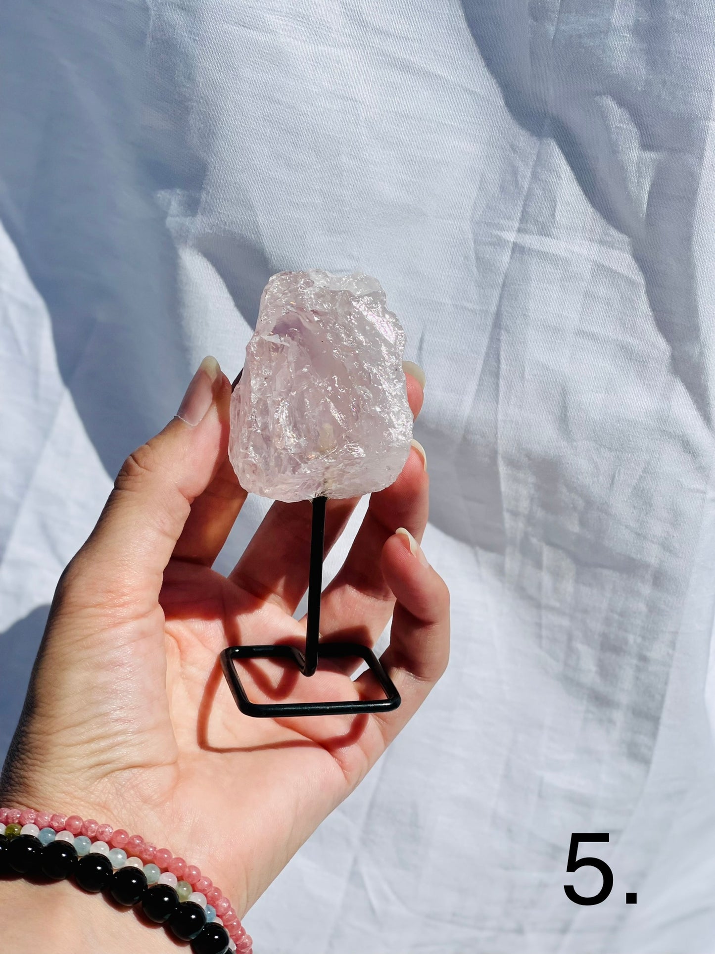 Rose Quartz Raw on Stand