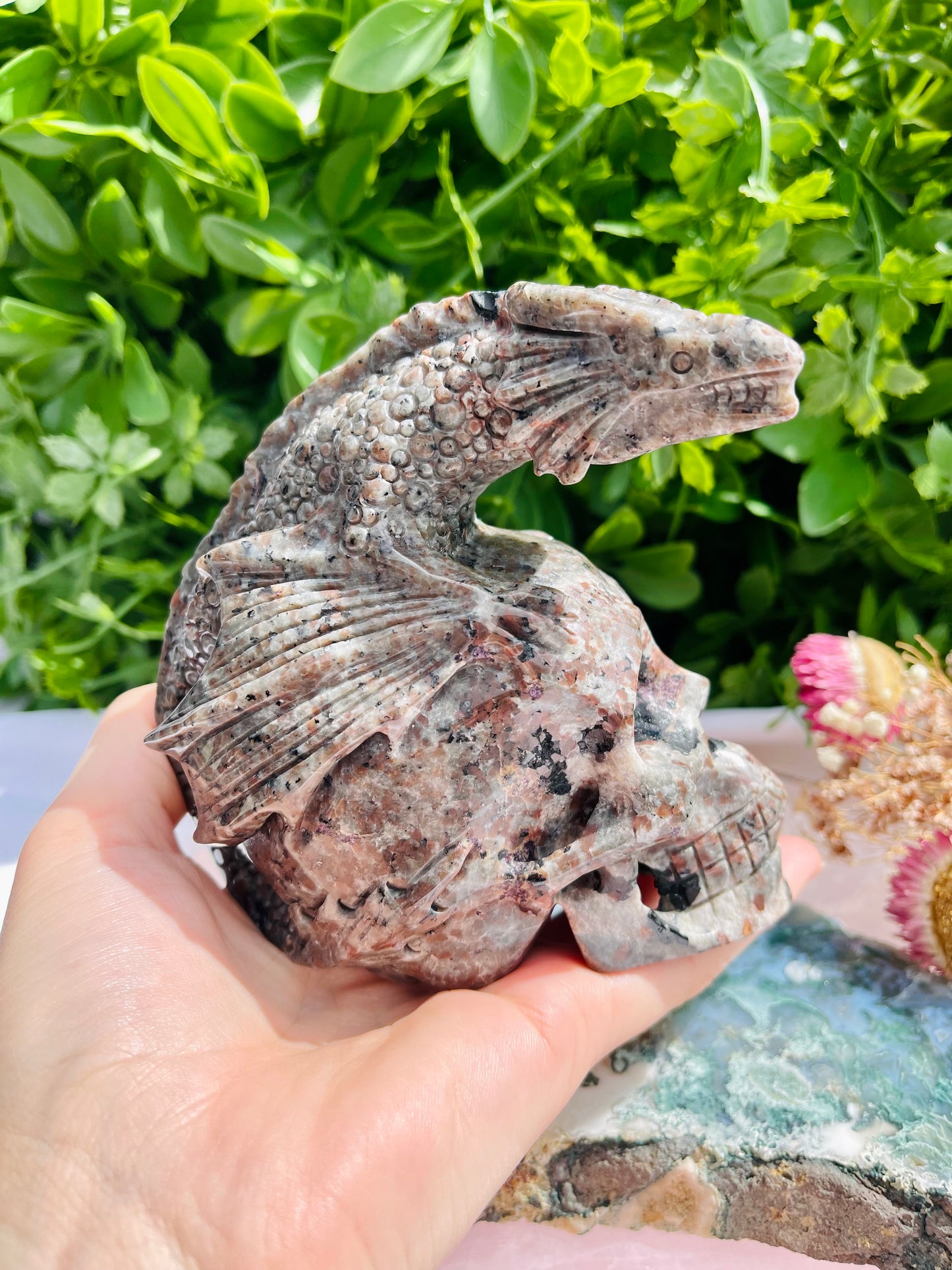 Yooperlite Skull With Dragon
