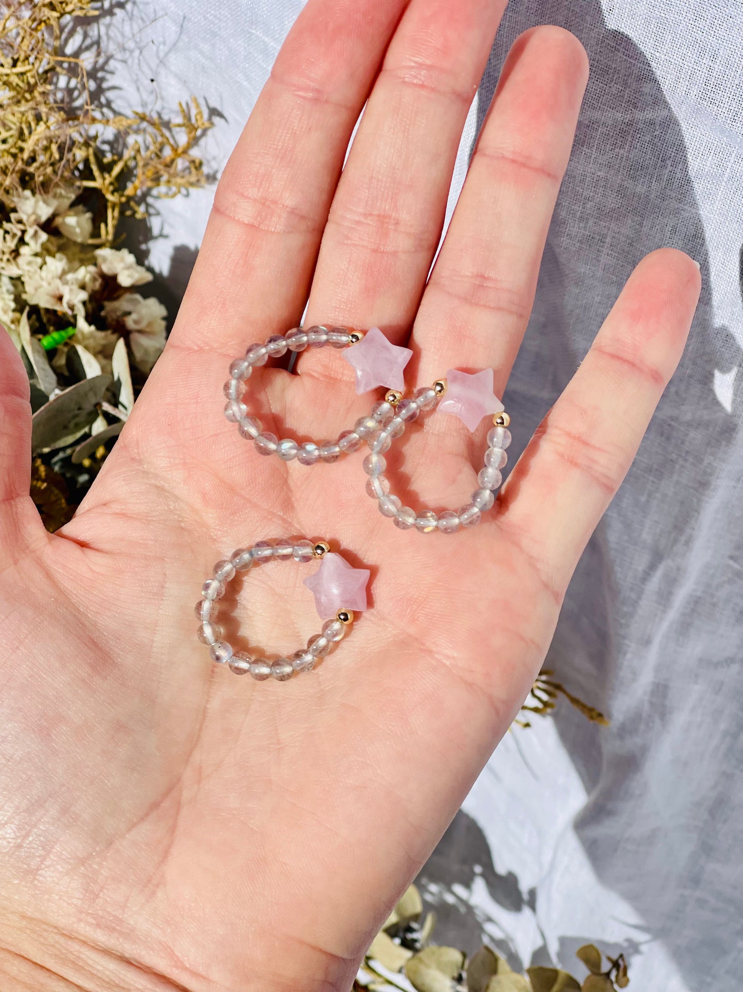 Labradorite With Kunzite Star Ring