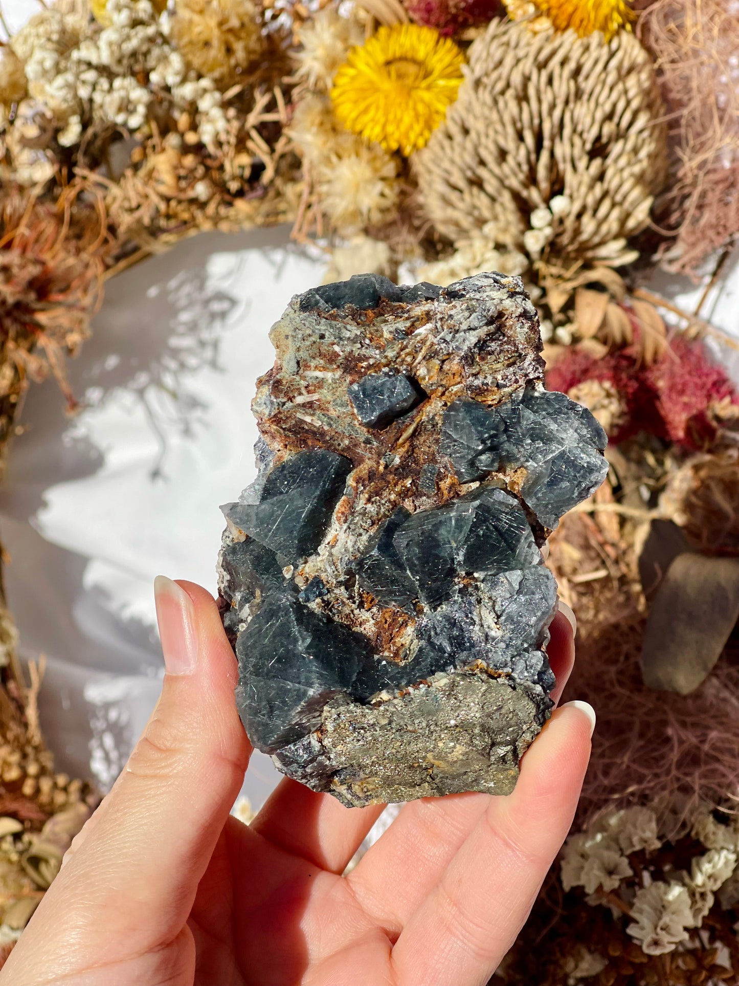 Cubic Fluorite with Boulangerite inclusions #2