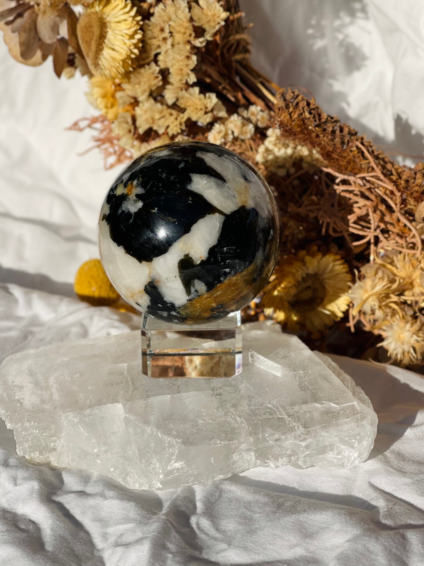 Yellow Tourmaline | Black Tourmaline | Mica | Quartz Sphere