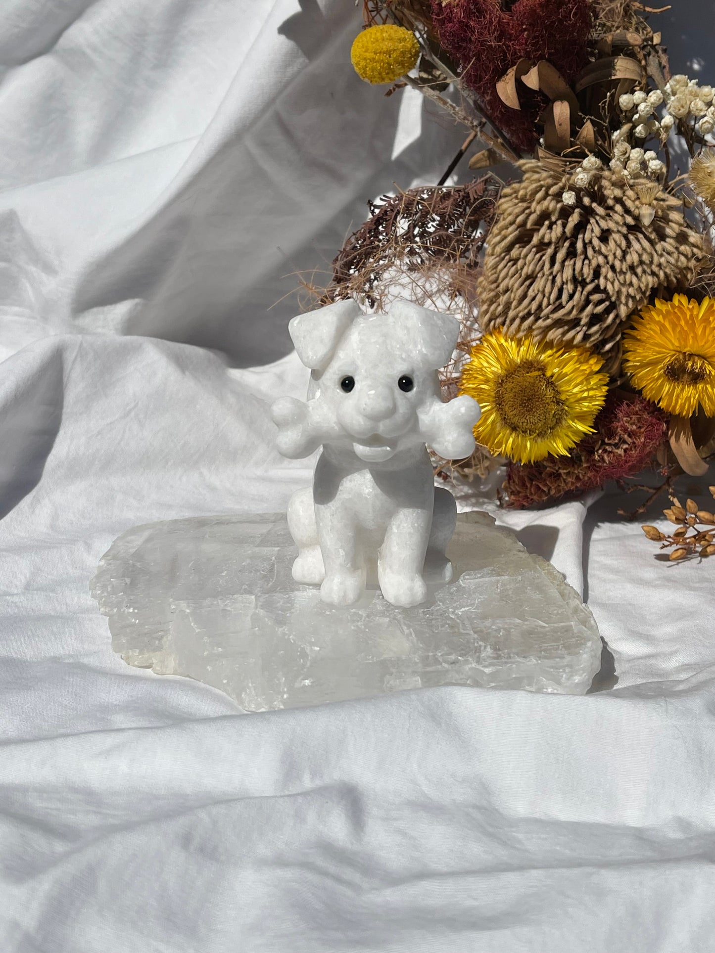 White Jade Dog With Bone