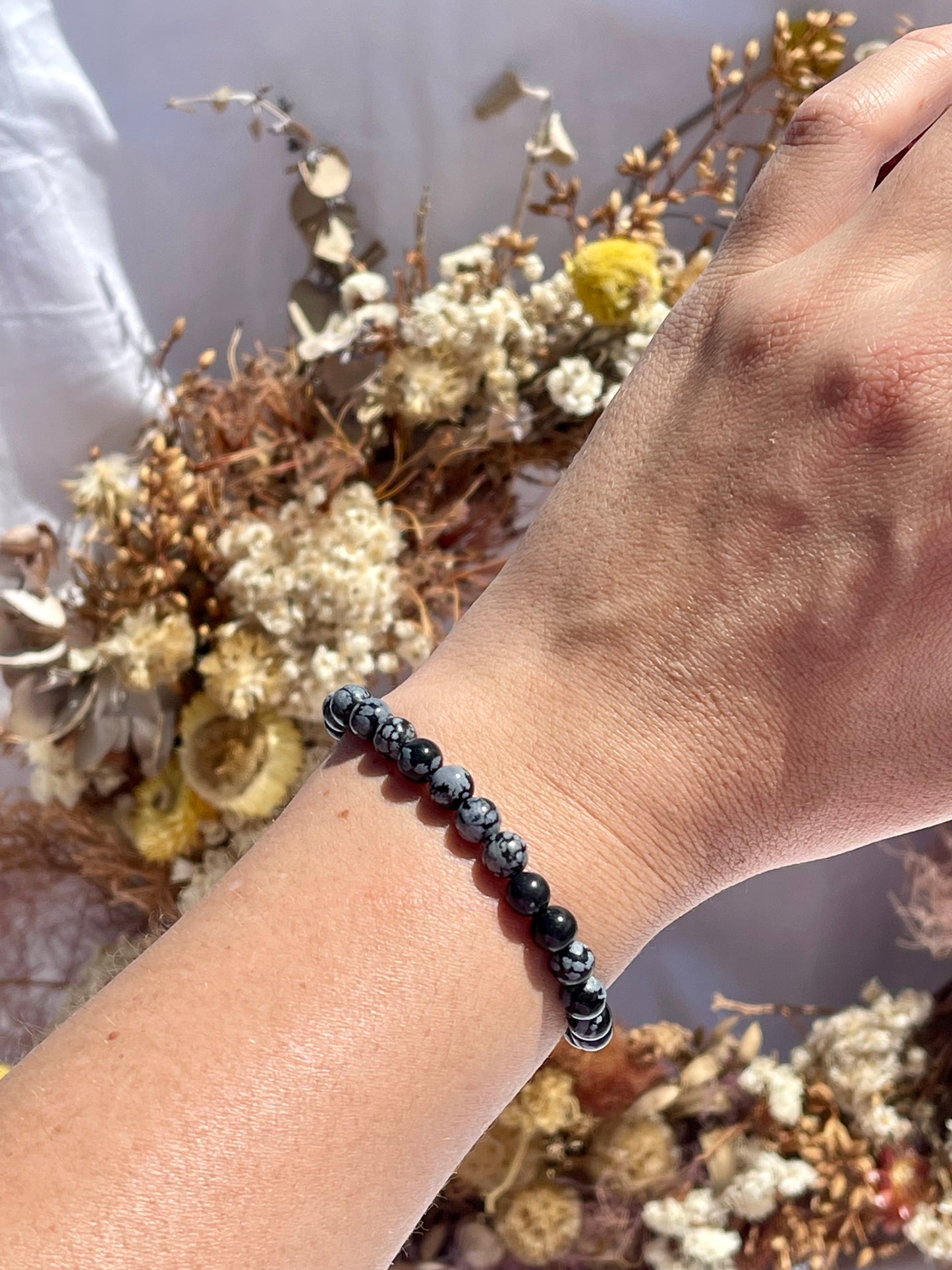 Snowflake Obsidian Bracelet | Medium Bead