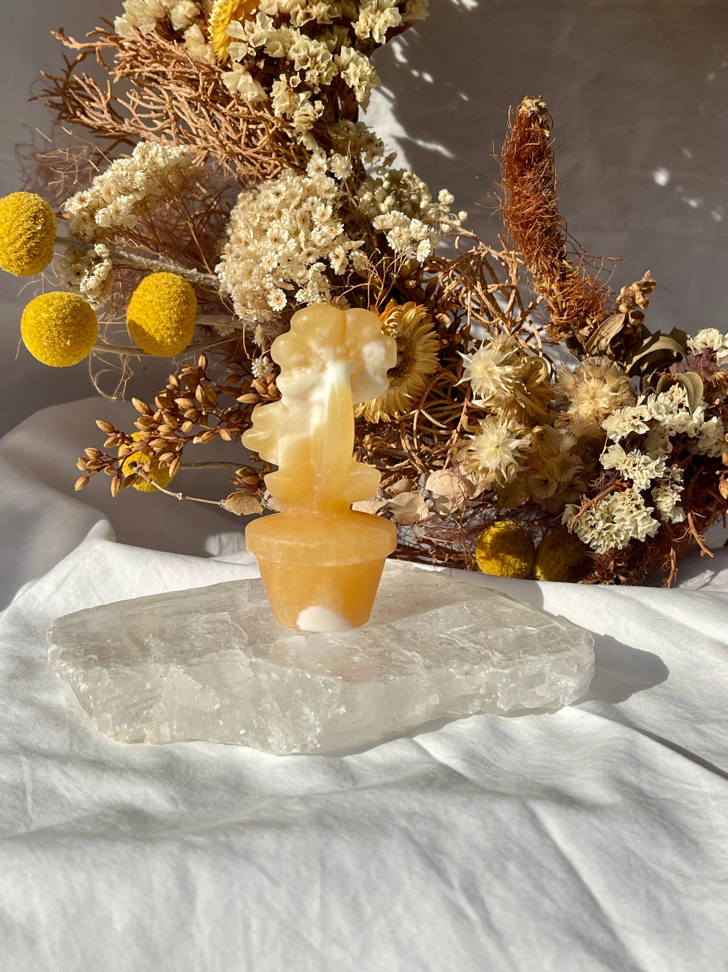 Orange Calcite Flower Pot