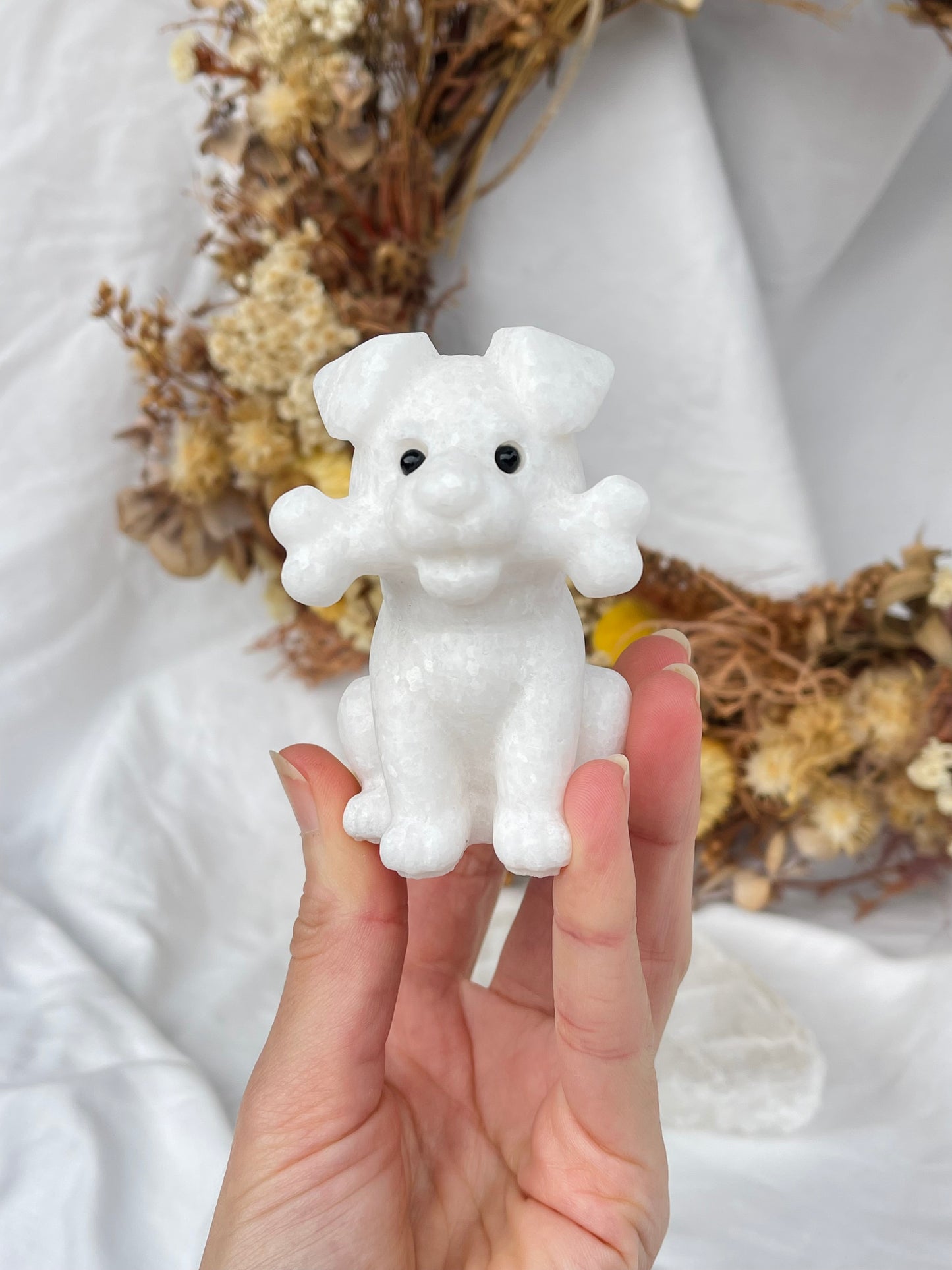 White Jade Dog With Bone
