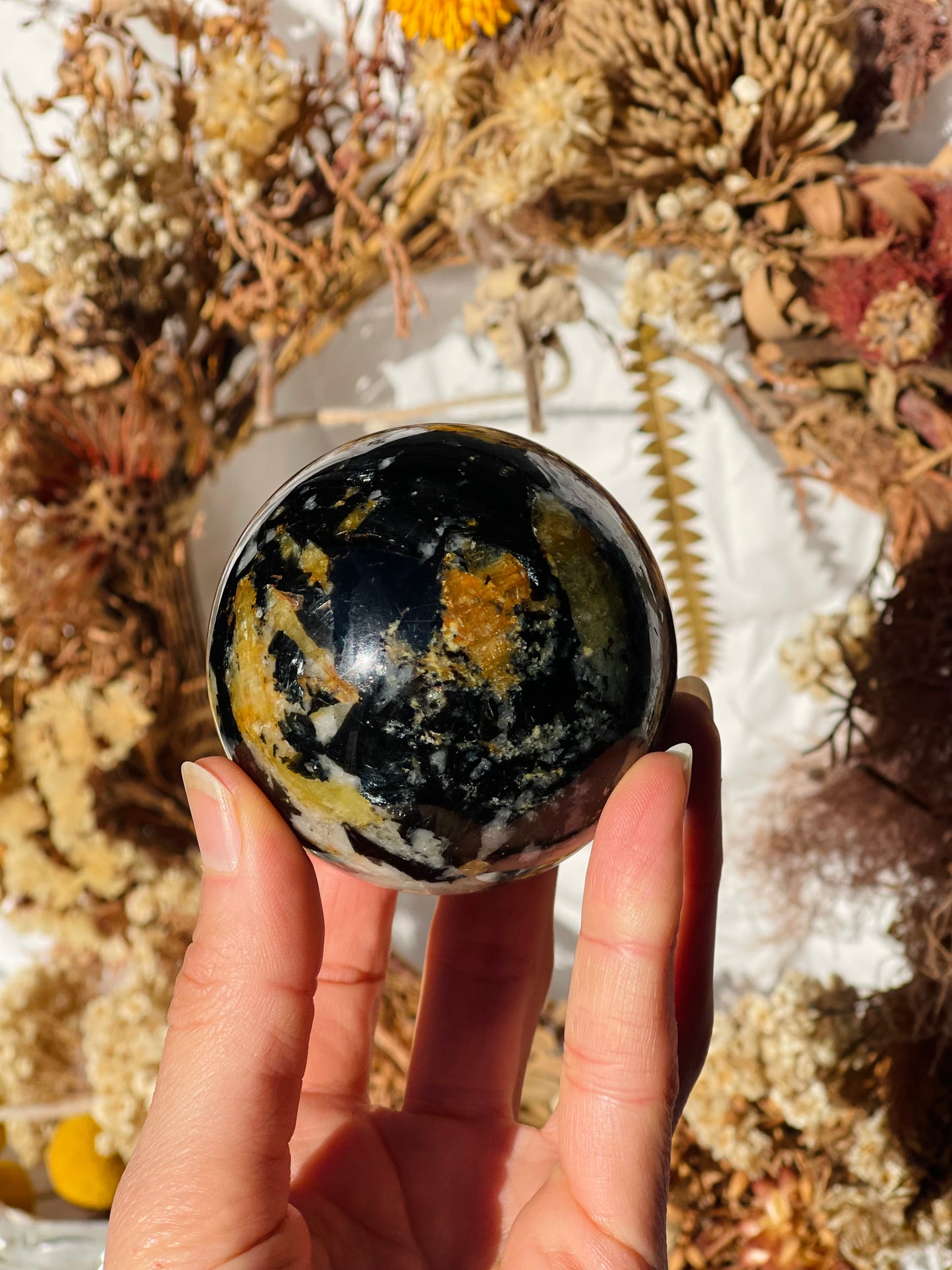 Yellow Tourmaline | Black Tourmaline | Mica | Quartz Sphere