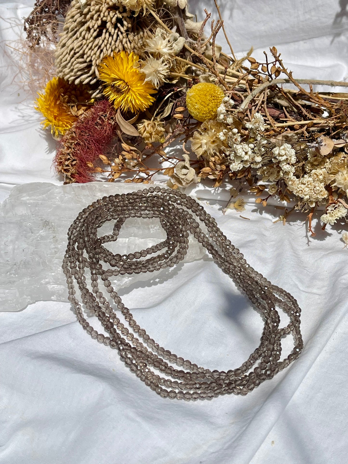 Smokey Quartz Facet Wrap Bracelet | Necklace