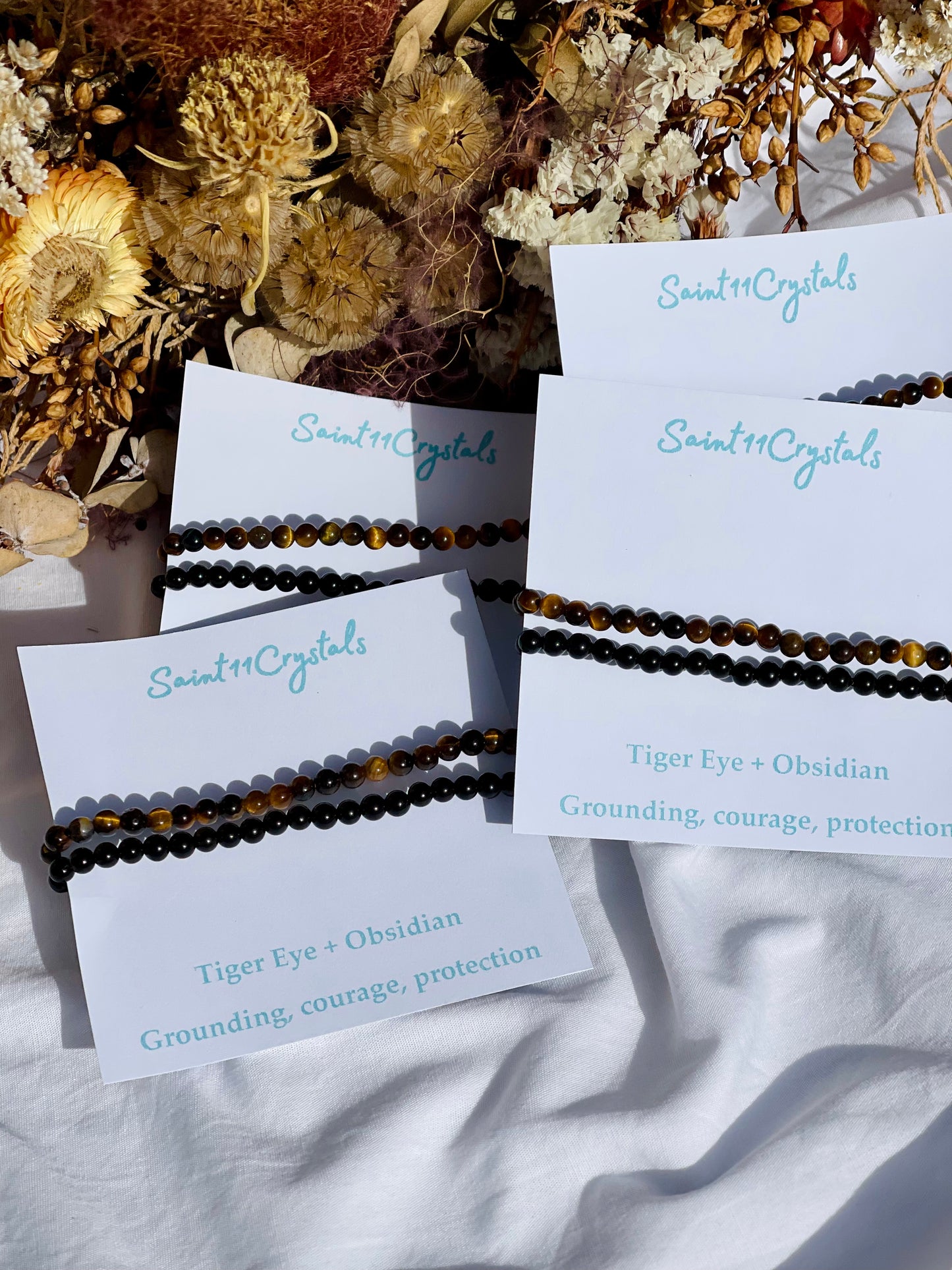 Bracelet Set | Obsidian & Tiger Eye