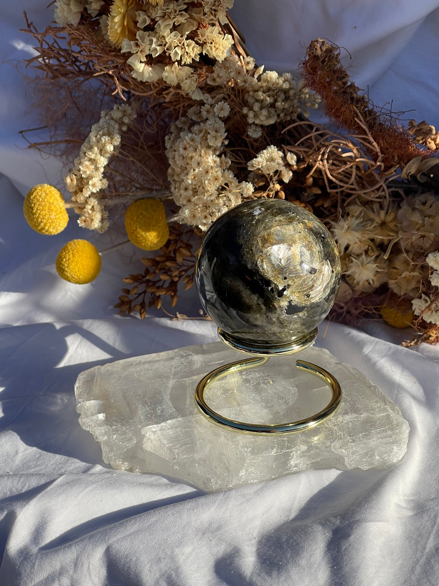 Green Mica & Smokey Quartz Sphere #2