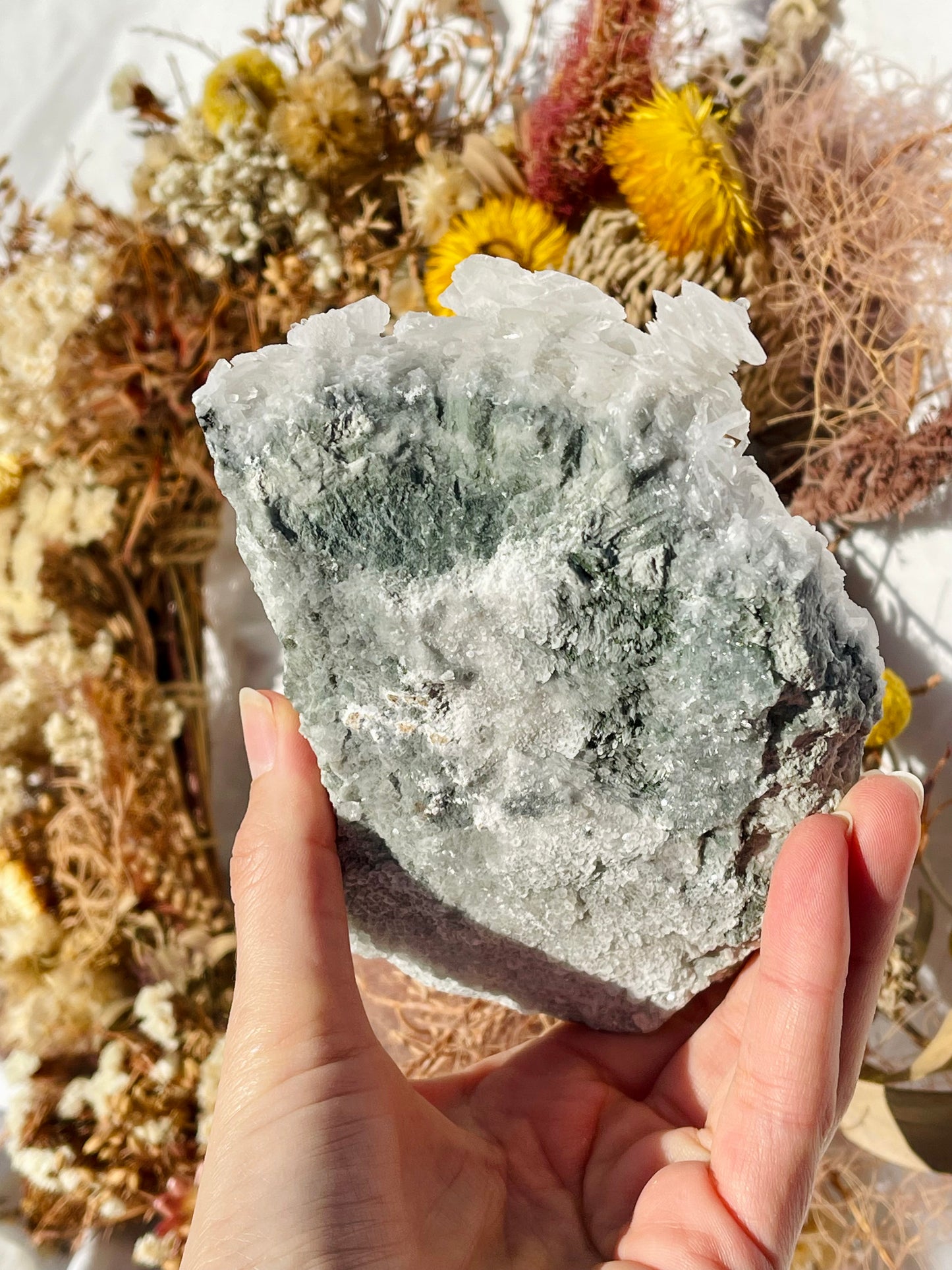 Pagoda Calcite With Quartz Cluster