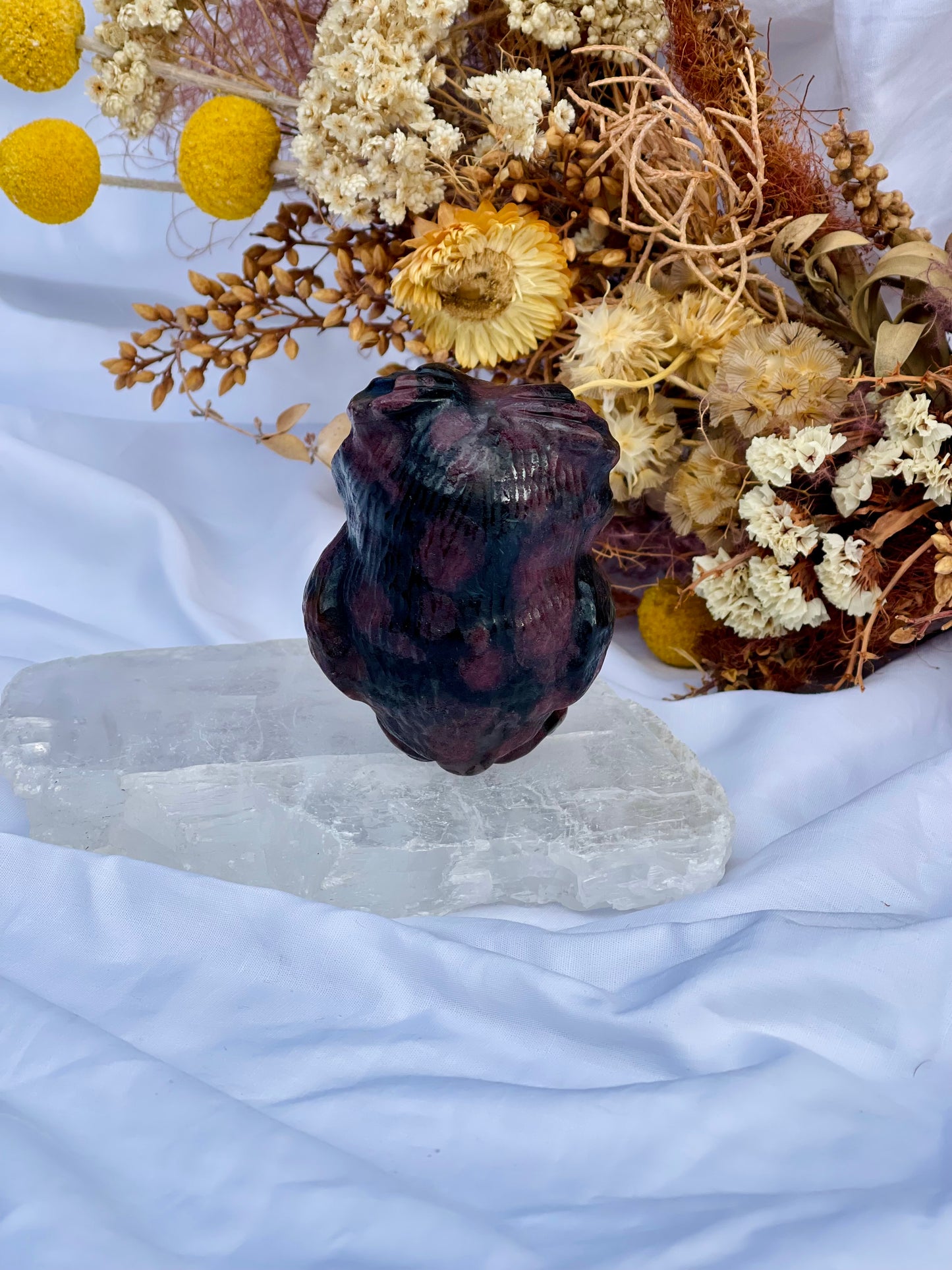 Garnet / Astrophyllite Owl