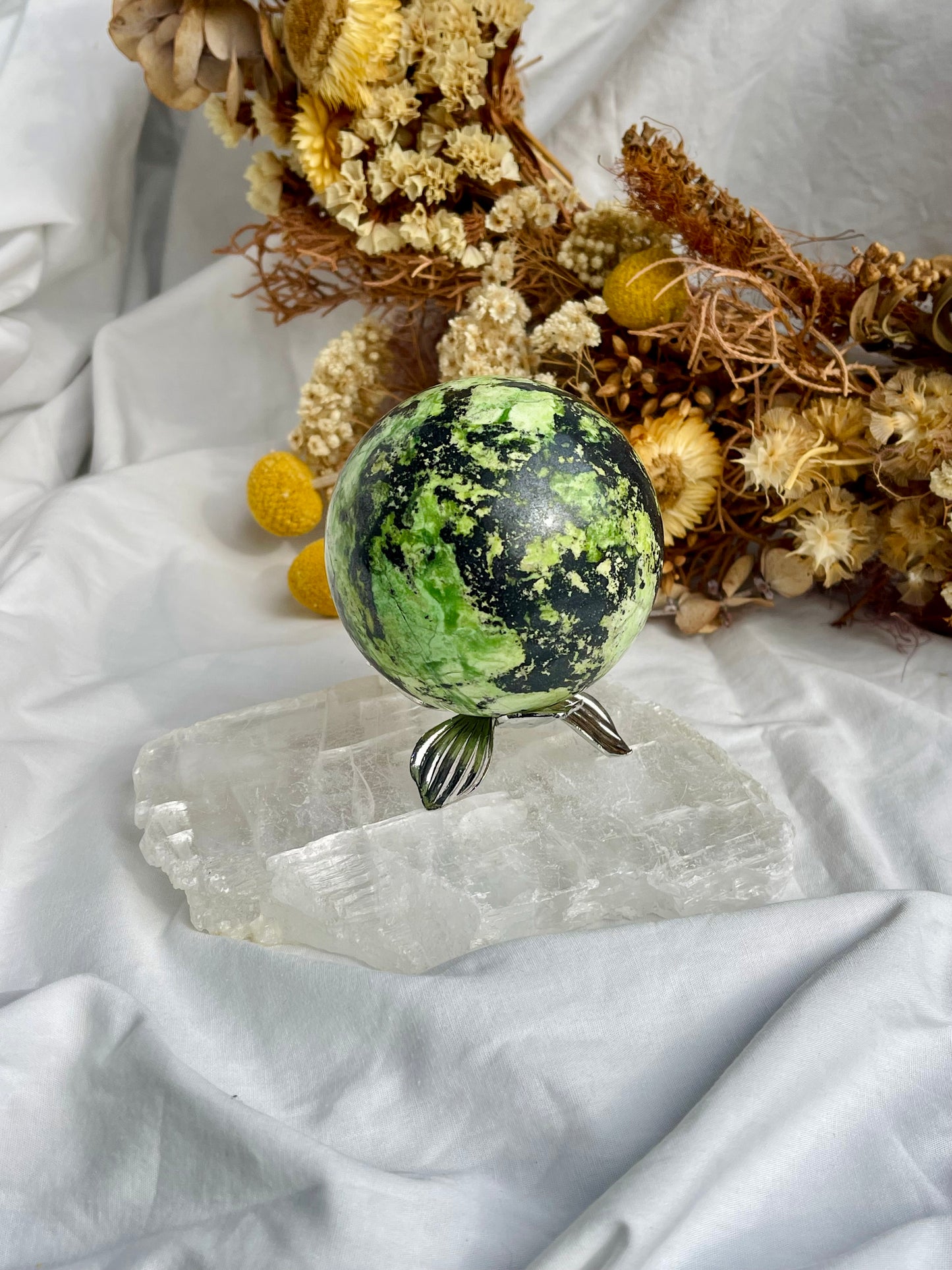 Green Opal & Hematite Sphere